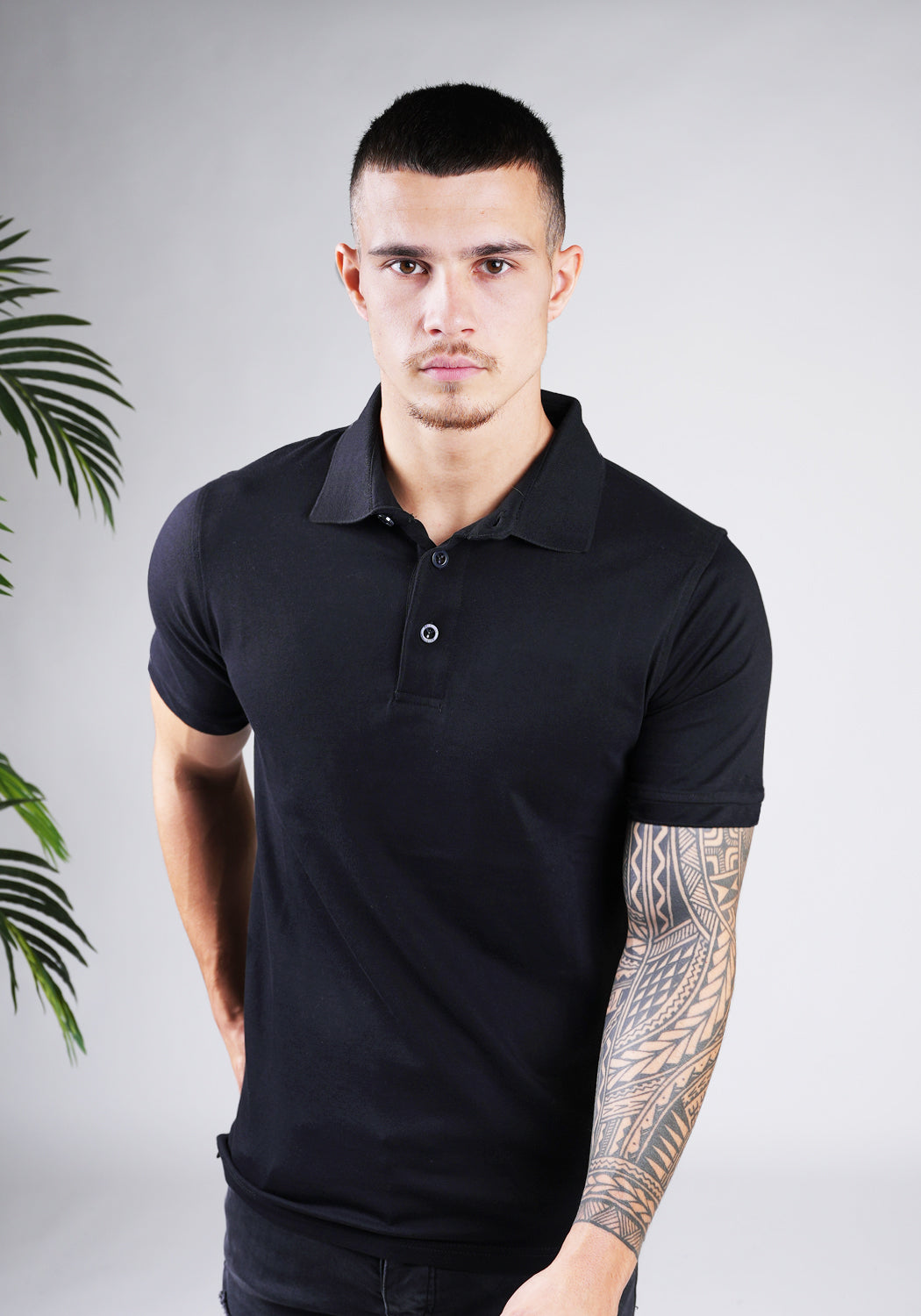 Cotton District BUTTON POLO BLACK
