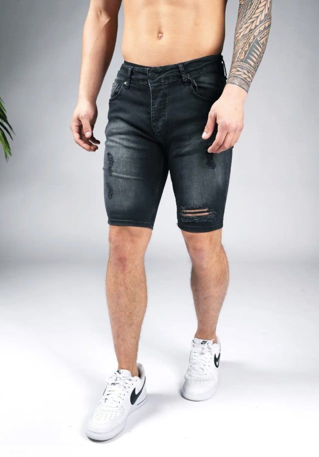 Cotton District CHARK DENIM SHORTS DARK GREY