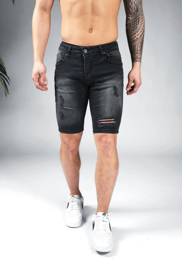 Cotton District CHARK DENIM SHORTS DARK GREY