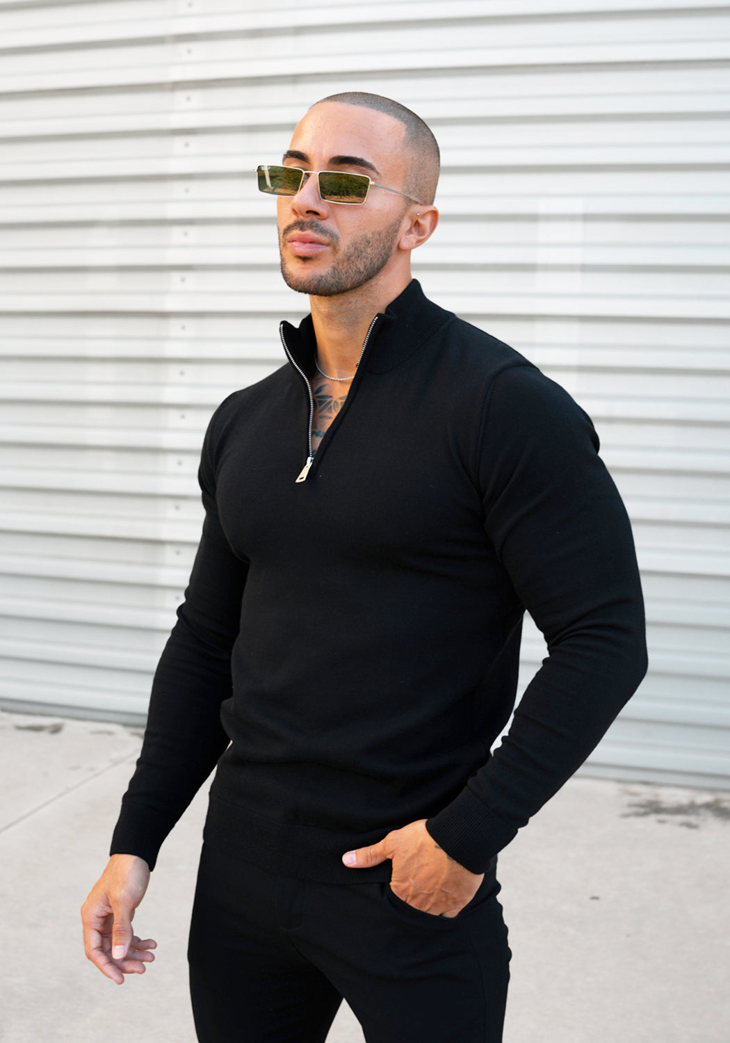 Cotton District COTTON HALF ZIP BLACK