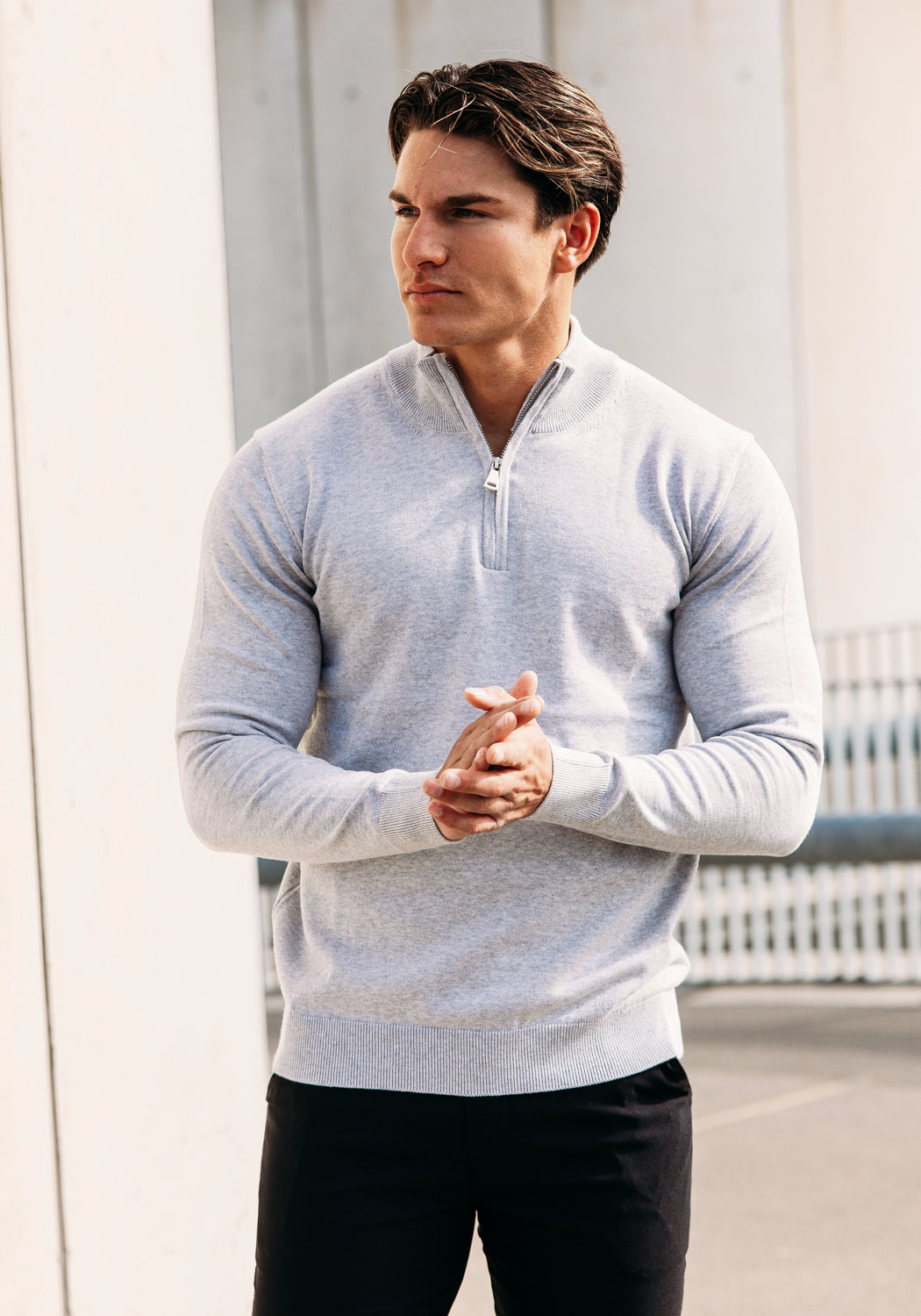 Cotton District COTTON HALF ZIP GREY