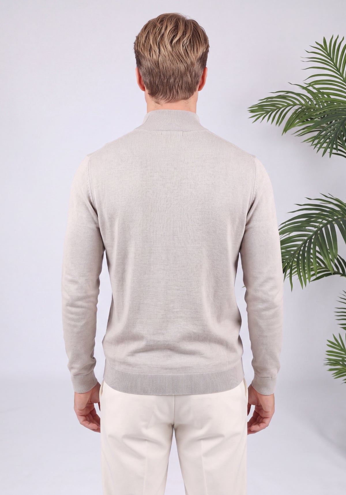 Cotton District COTTON HALF ZIP Sweaters TAUPE