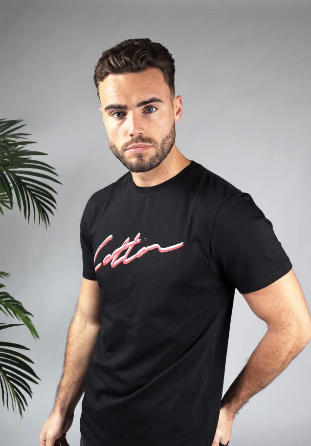 Cotton District COTTON SHADOW SIGNATURE T-SHIRT BLACK/RED
