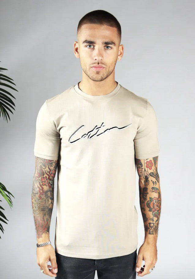 Cotton District COTTON SHADOW SIGNATURE T-SHIRT SAND