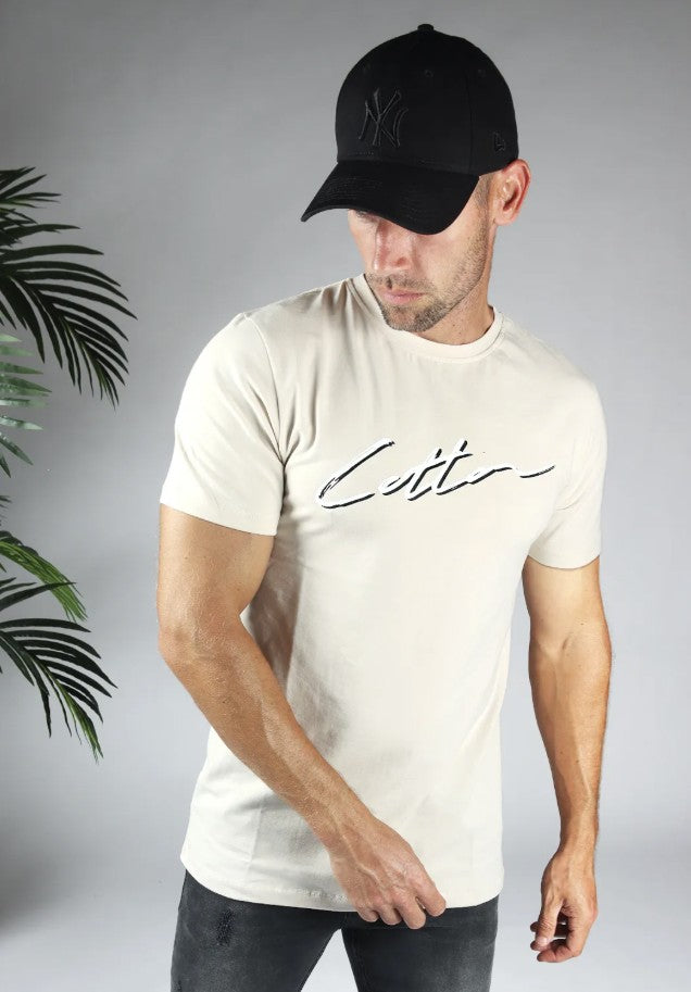 Cotton District COTTON SHADOW SIGNATURE T-SHIRT SAND