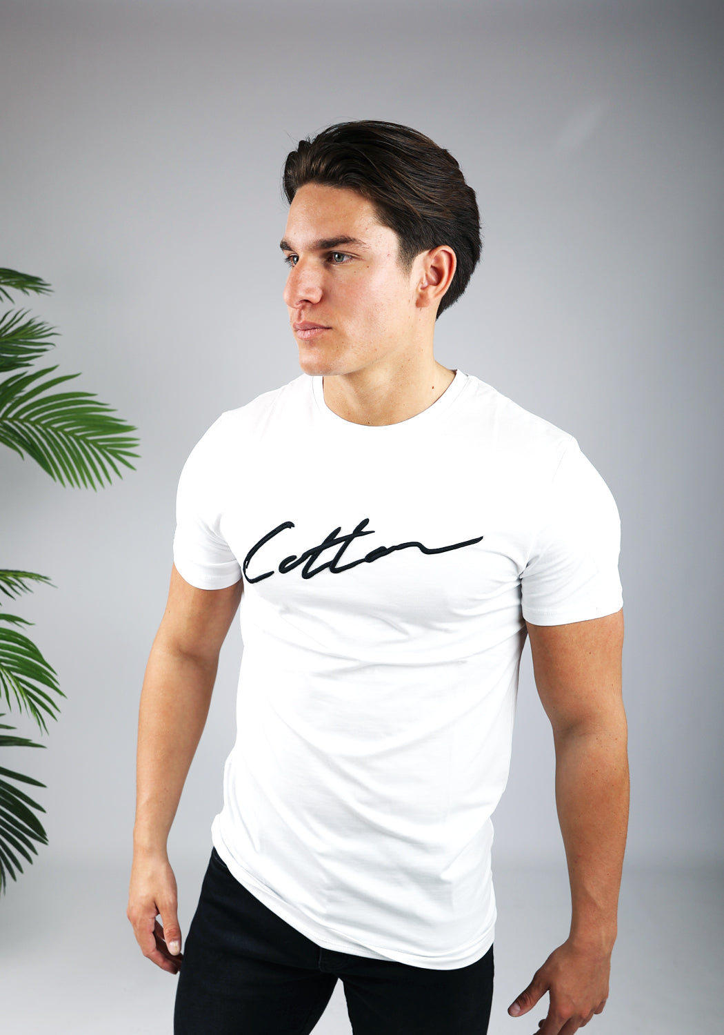 Cotton District COTTON SIGNATURE T-SHIRT WHITE/BLACK