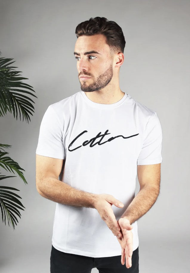 Cotton District COTTON SIGNATURE T-SHIRT WHITE/BLACK
