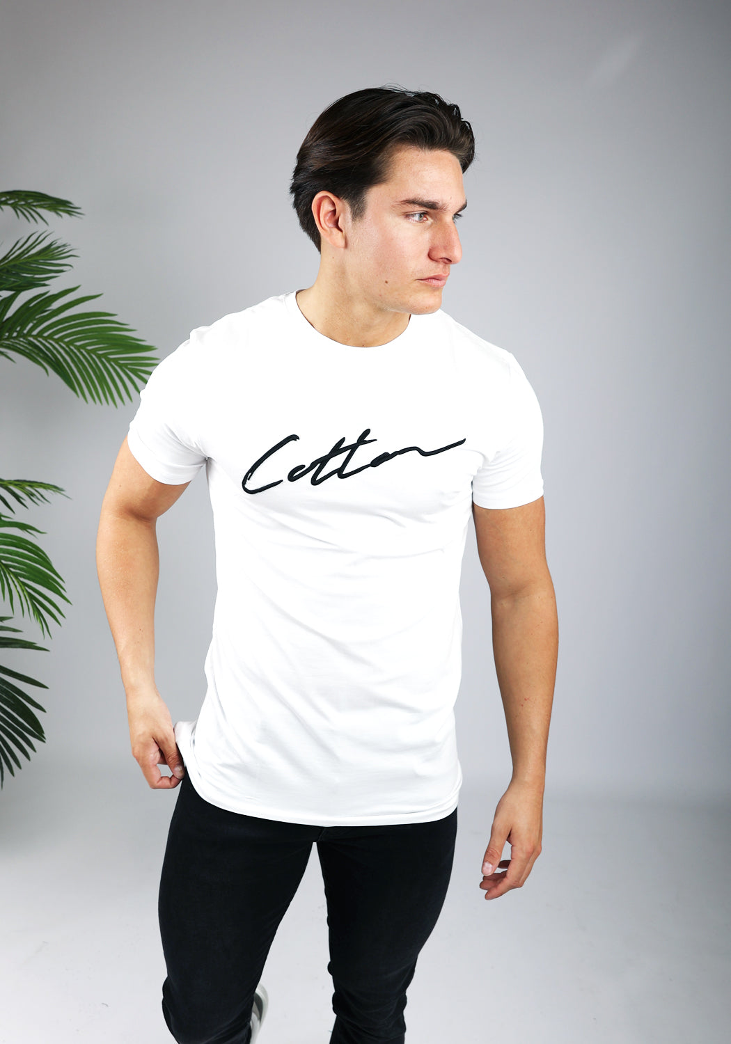 Cotton District COTTON SIGNATURE T-SHIRT WHITE/BLACK