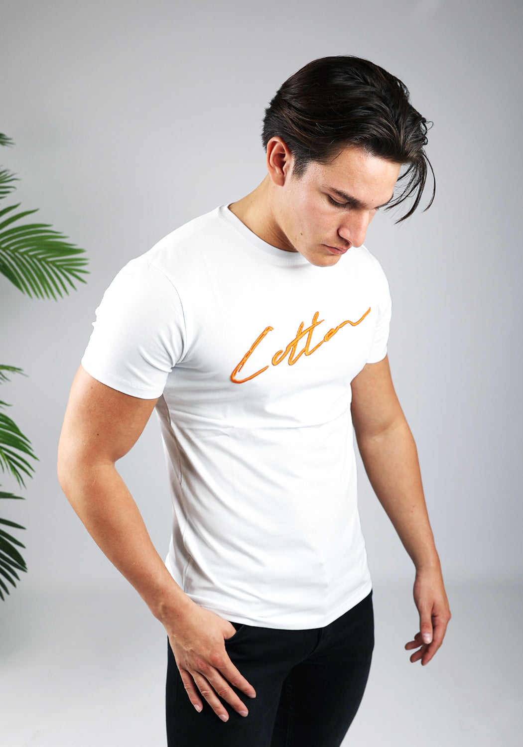 Cotton District COTTON SIGNATURE T-SHIRT WHITE/ORANGE