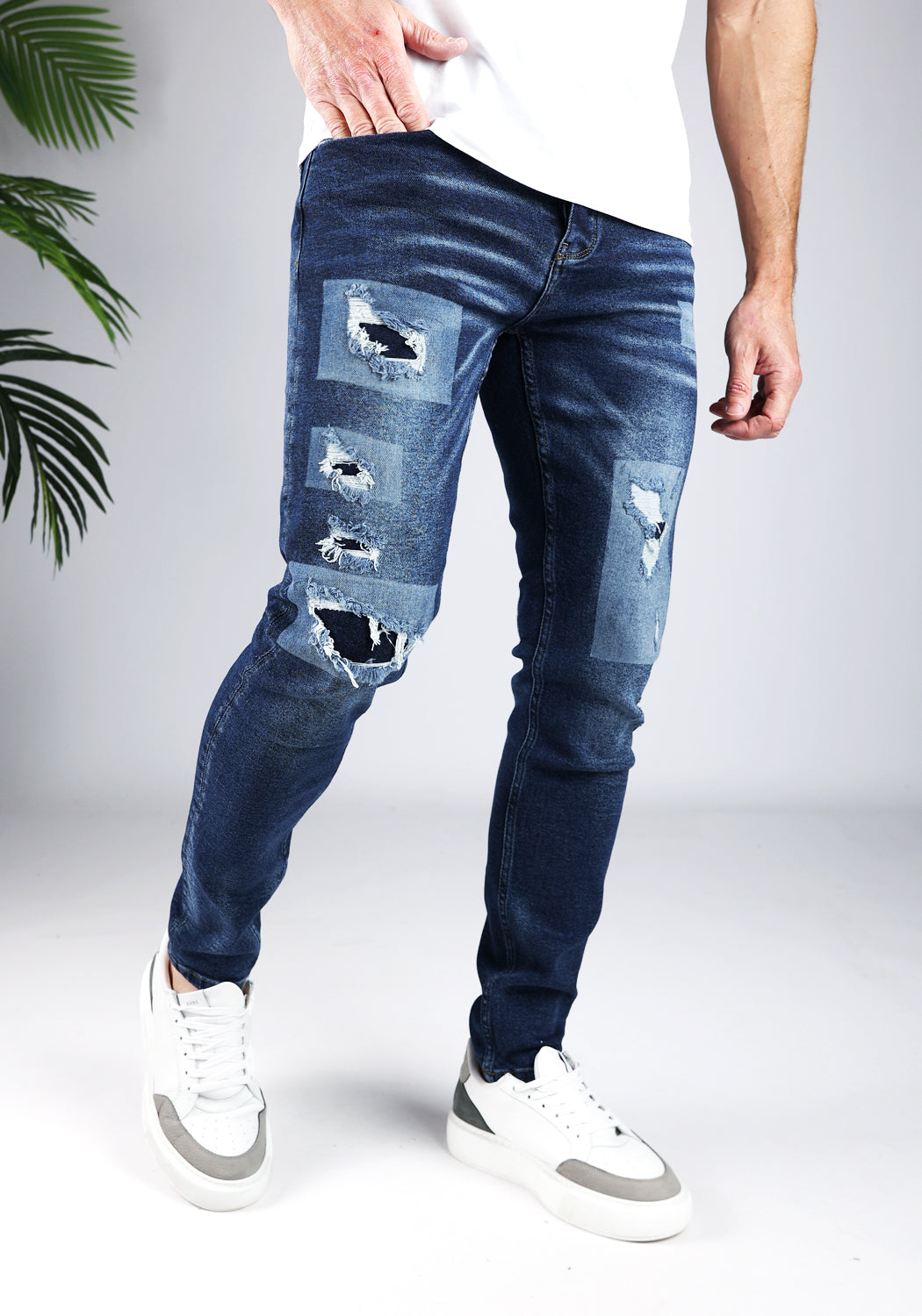 Cotton District COTTON SLIMFIT CONTRAST JEANS DARK BLUE