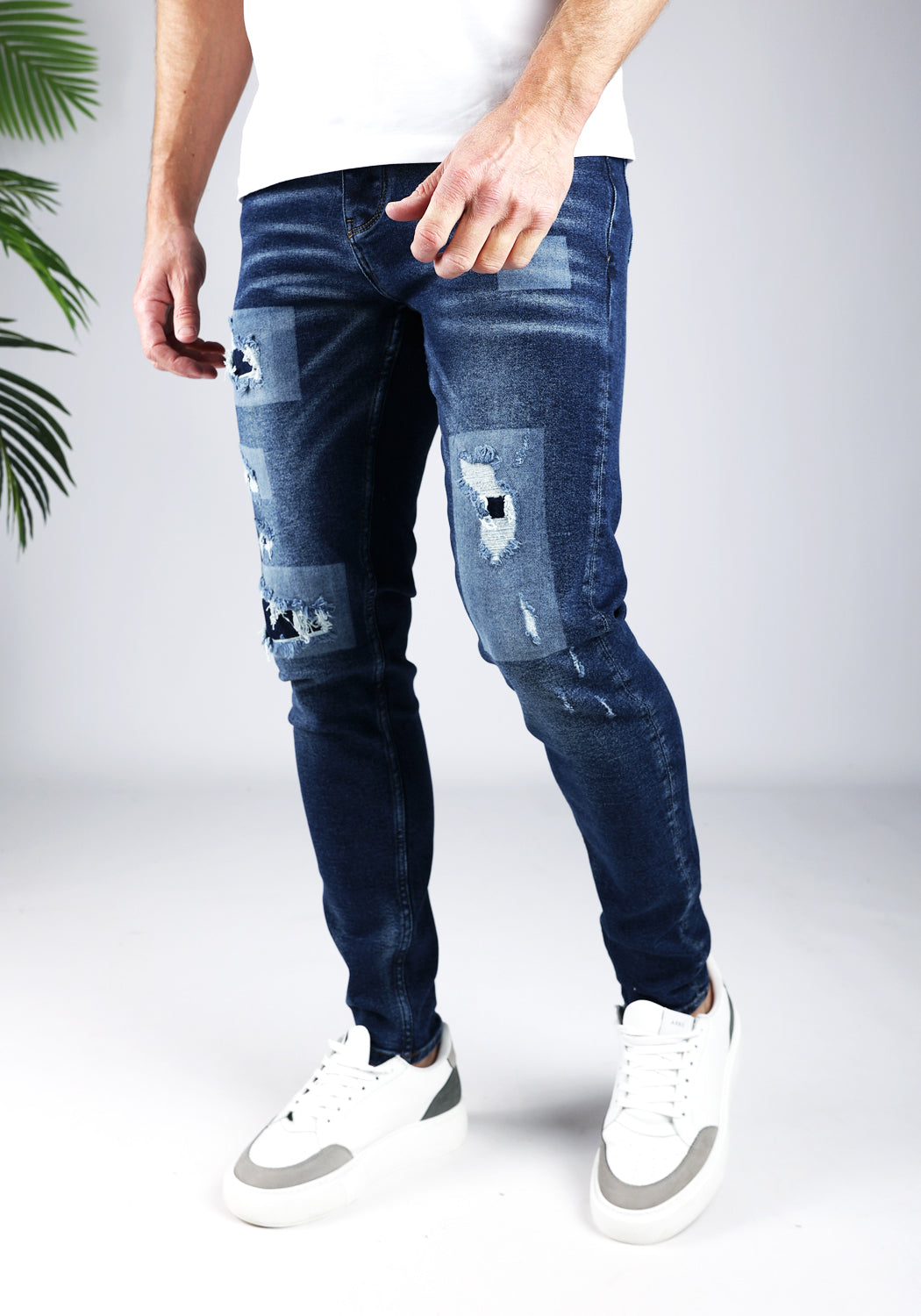 Cotton District COTTON SLIMFIT CONTRAST JEANS DARK BLUE