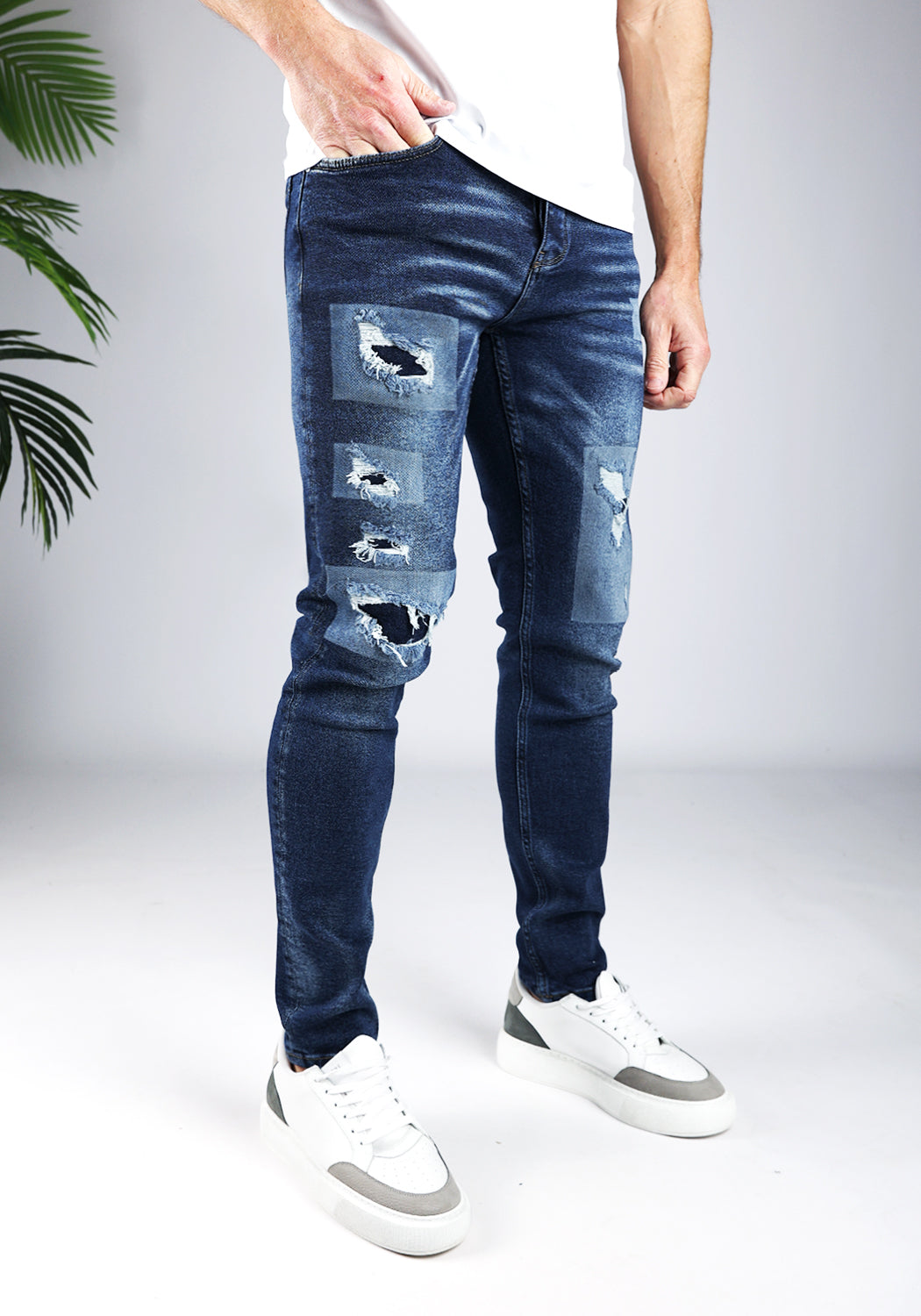 Cotton District COTTON SLIMFIT CONTRAST JEANS DARK BLUE