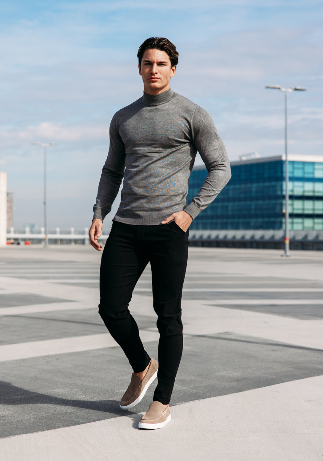 Cotton District COTTON TURTLENECK GREY