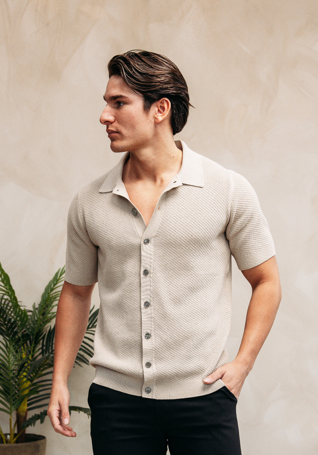 Cotton District CROCHET VEST T-Shirts BEIGE