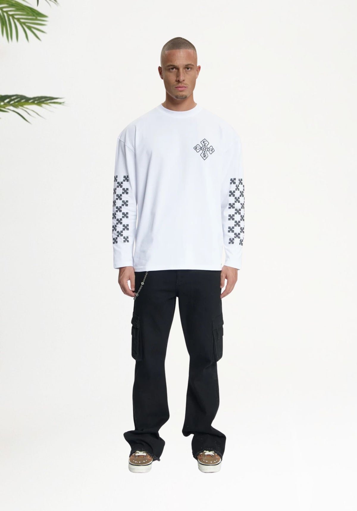 Cotton District CROYEZ CROSS LONGSLEEVE T-SHIRT Longsleeve WHITE