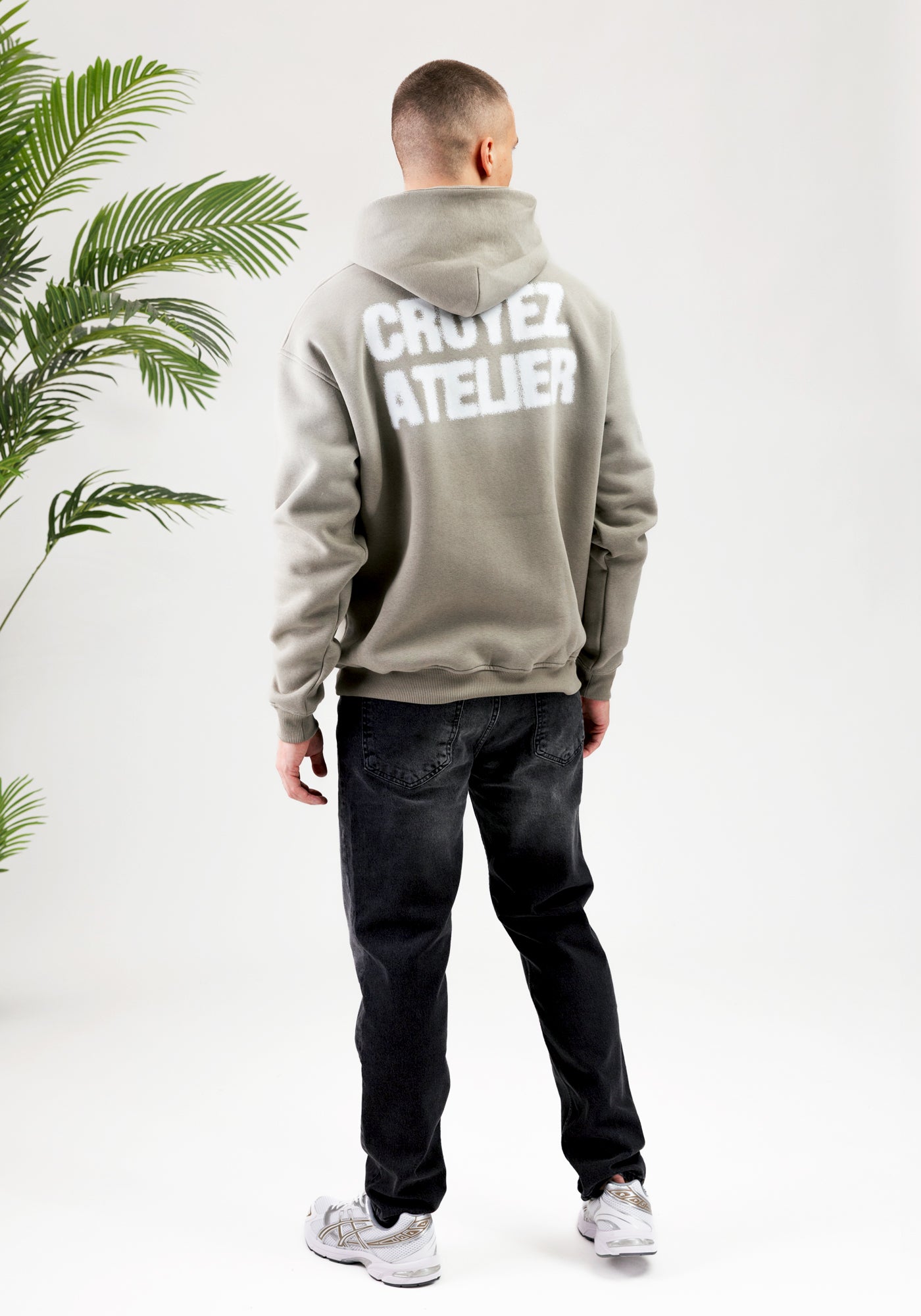 Cotton District CROYEZ SPRAYED ATELIER HOODIE DUSTY OLIVE