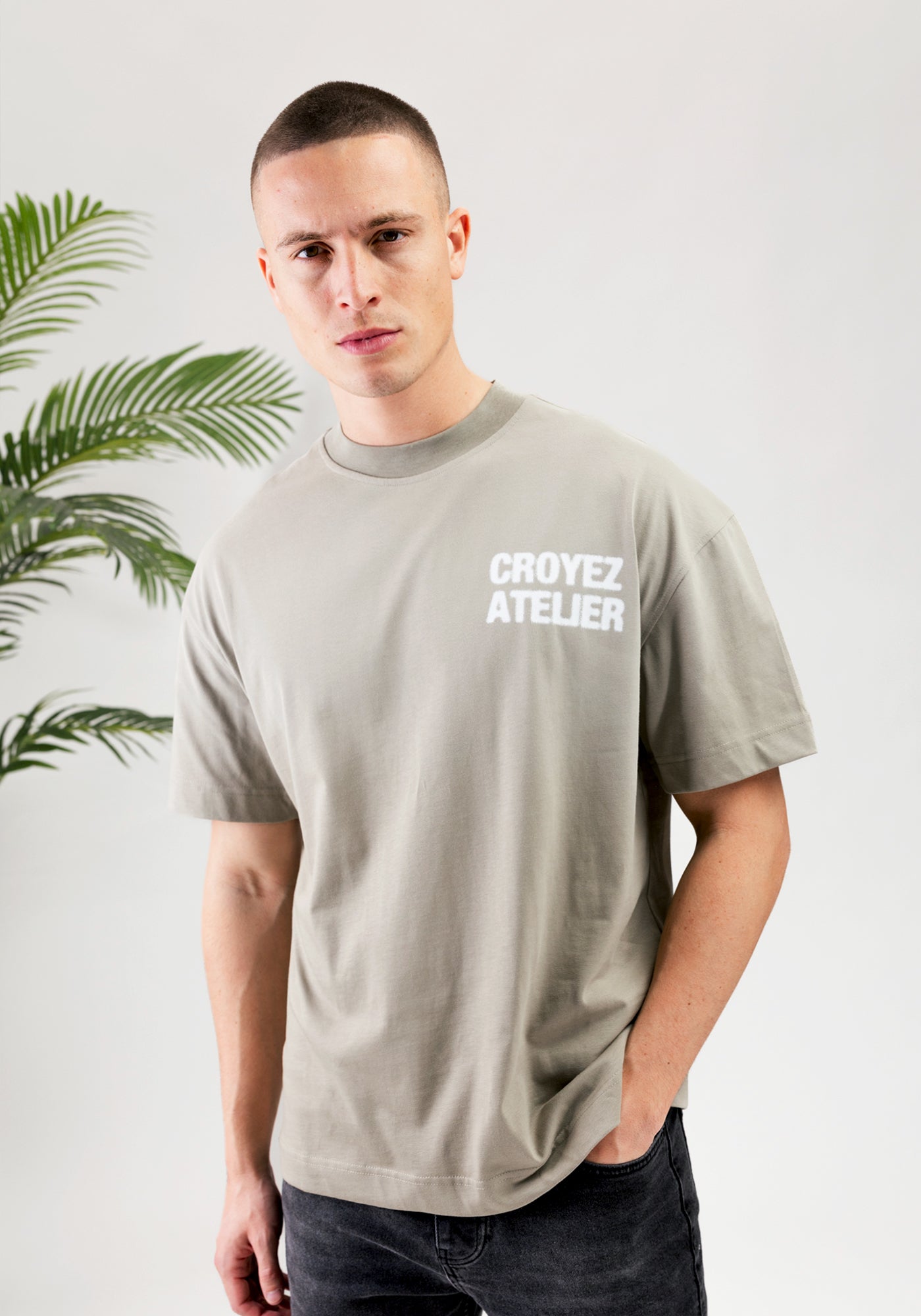 Cotton District CROYEZ SPRAYED ATELIER T-SHIRT T-Shirts DUSTY OLIVE