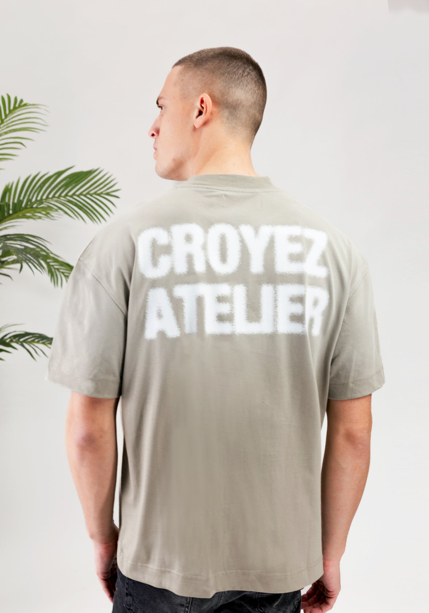 Cotton District CROYEZ SPRAYED ATELIER T-SHIRT T-Shirts DUSTY OLIVE