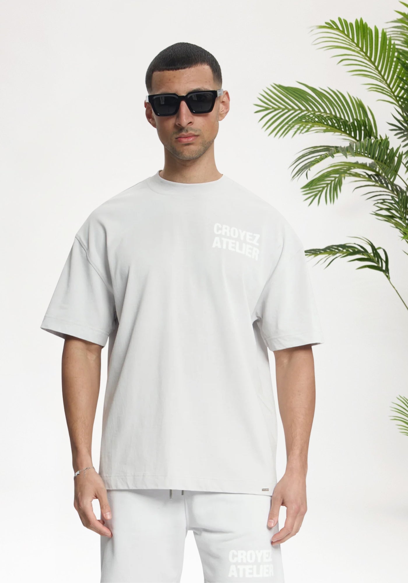 Cotton District CROYEZ SPRAYED ATELIER T-SHIRT T-Shirts LIGHT GREY