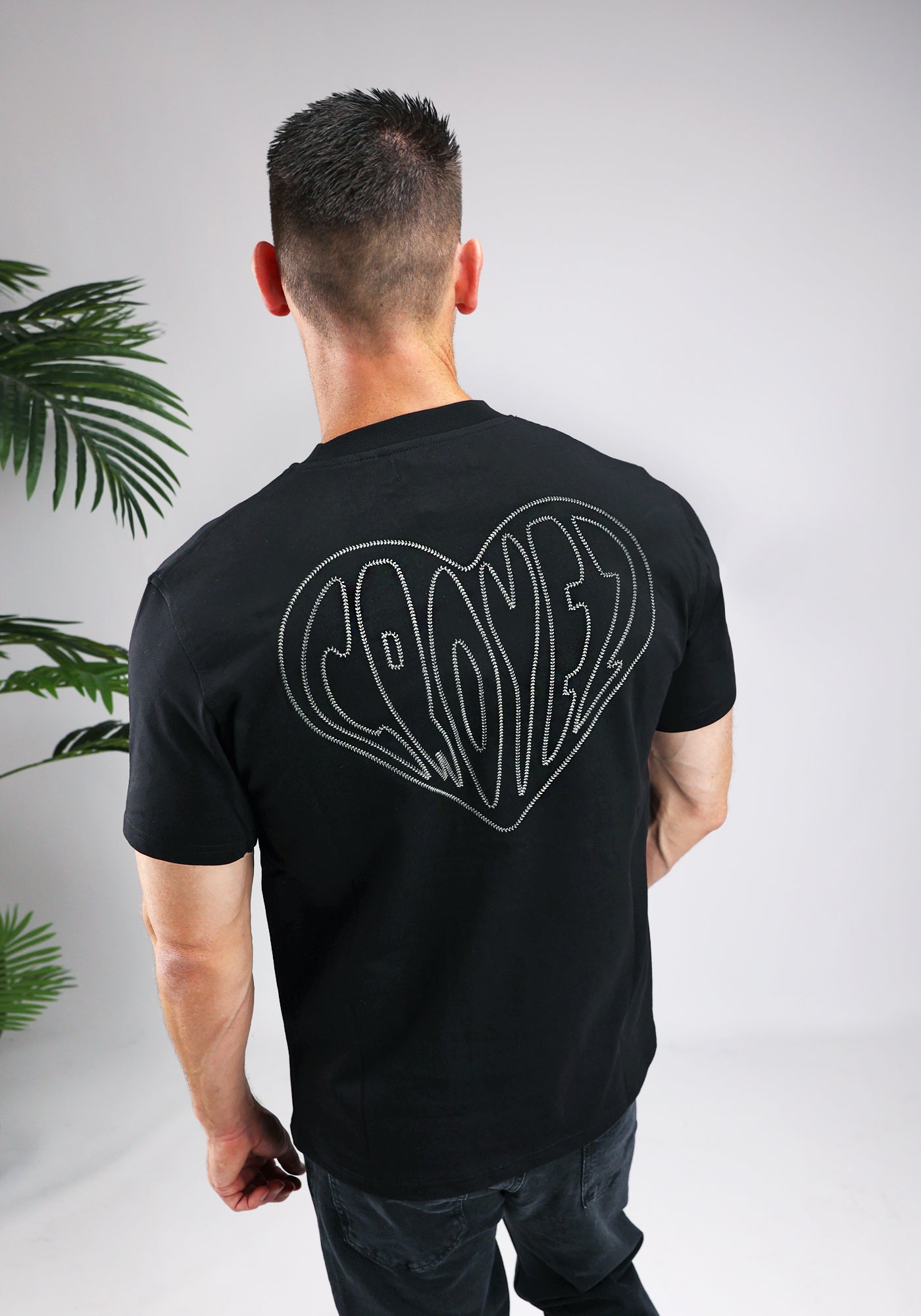 Cotton District CROYEZ STITCHED HEART T-SHIRT BLACK