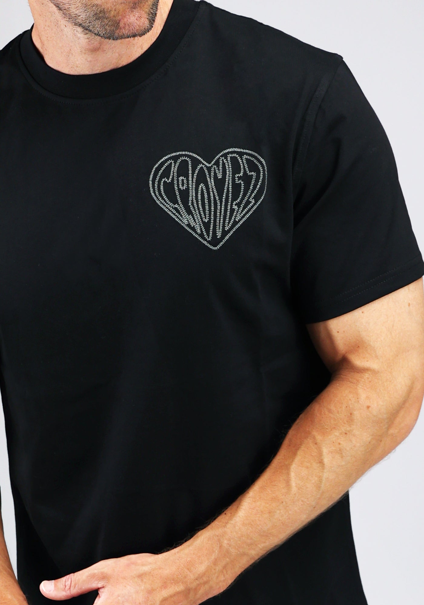 Cotton District CROYEZ STITCHED HEART T-SHIRT BLACK