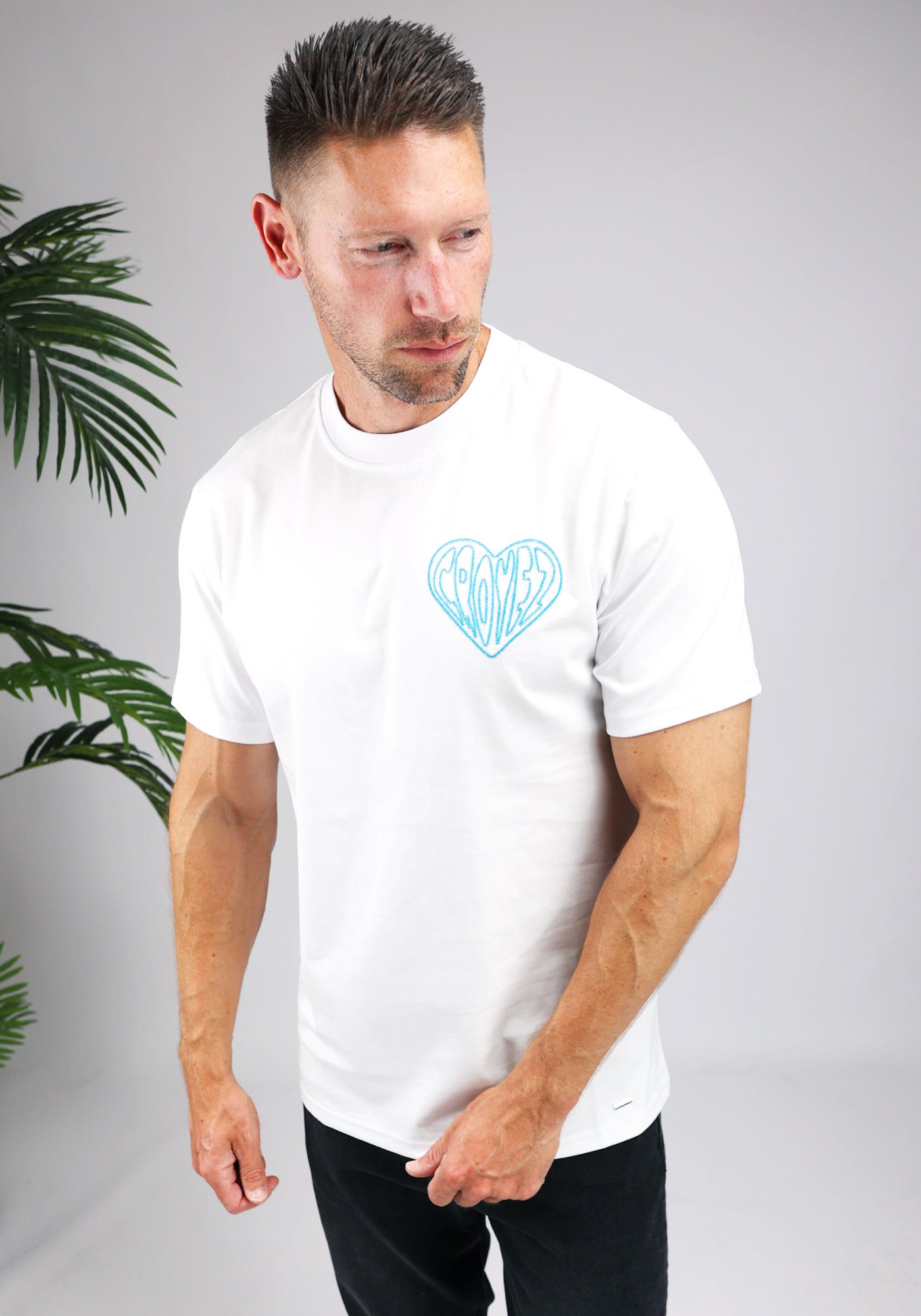 Cotton District CROYEZ STITCHED HEART T-SHIRT WHITE