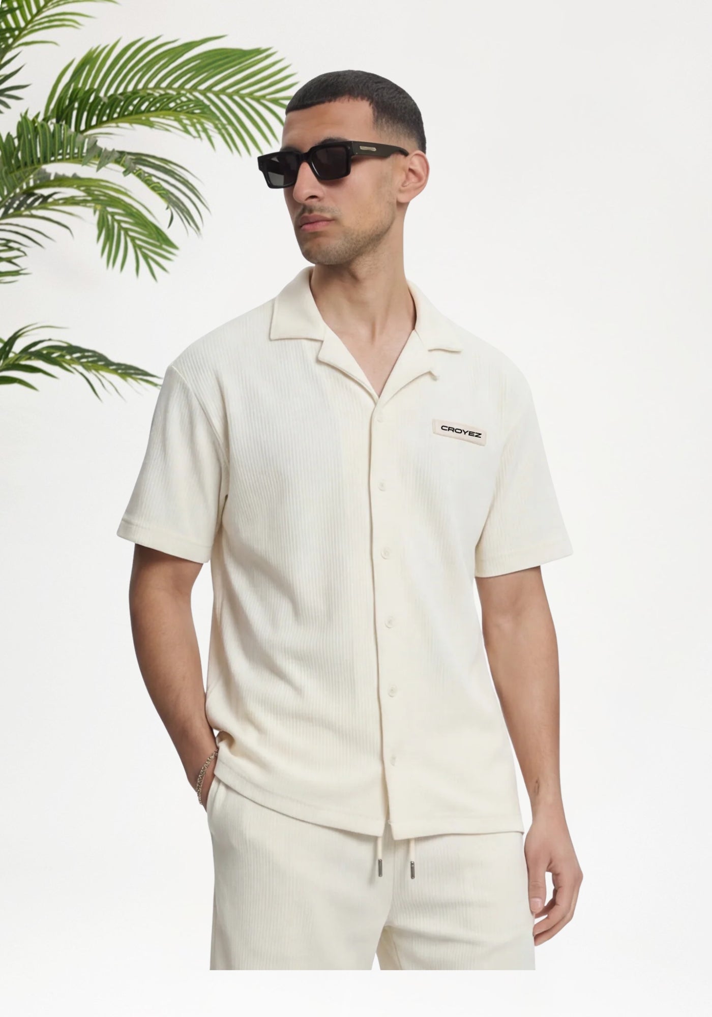 Cotton District Croyez Plisse Shirt T-Shirts OFF WHITE