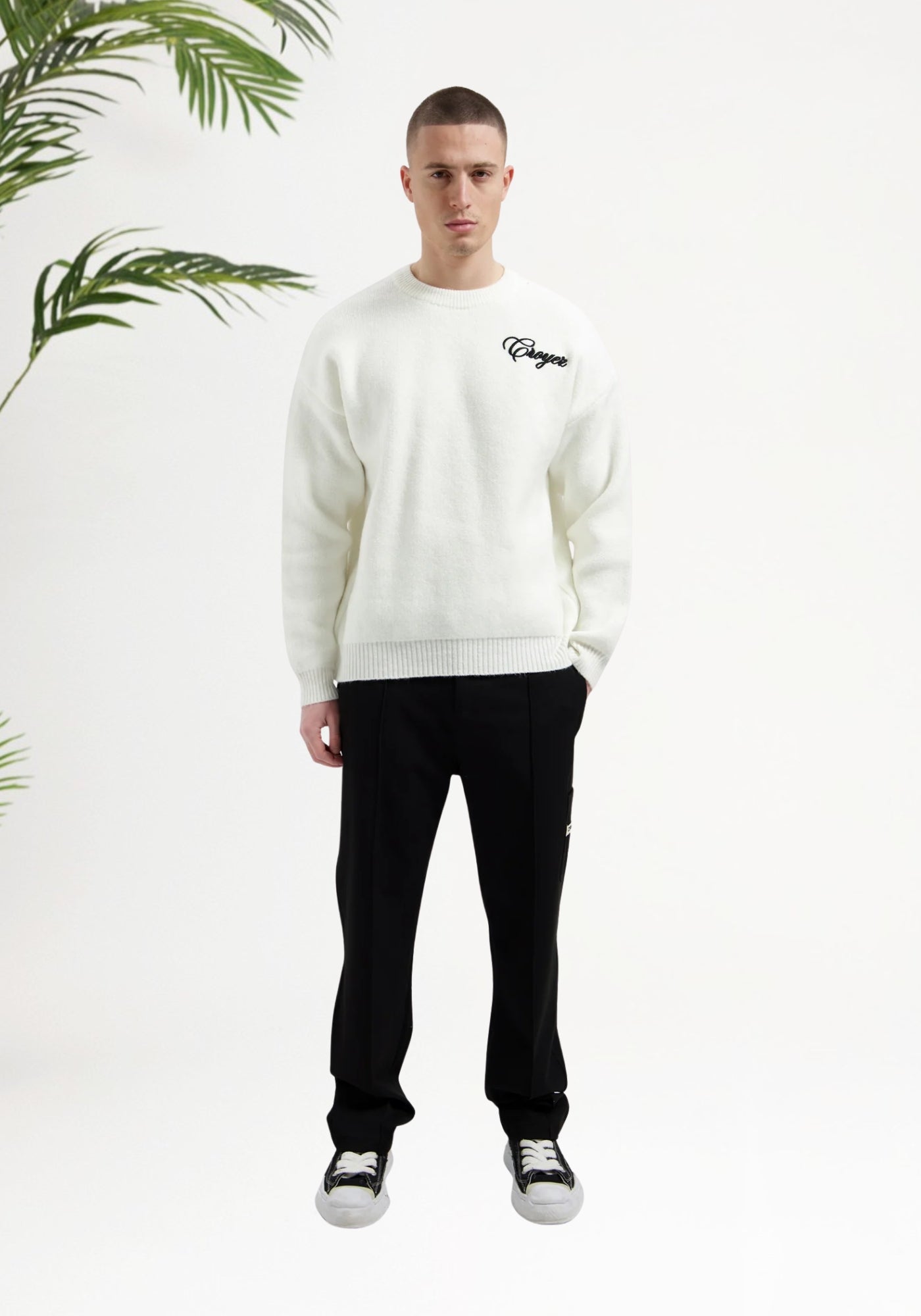 Cotton District Croyez Script Knit Sweater Sweaters OFF WHITE