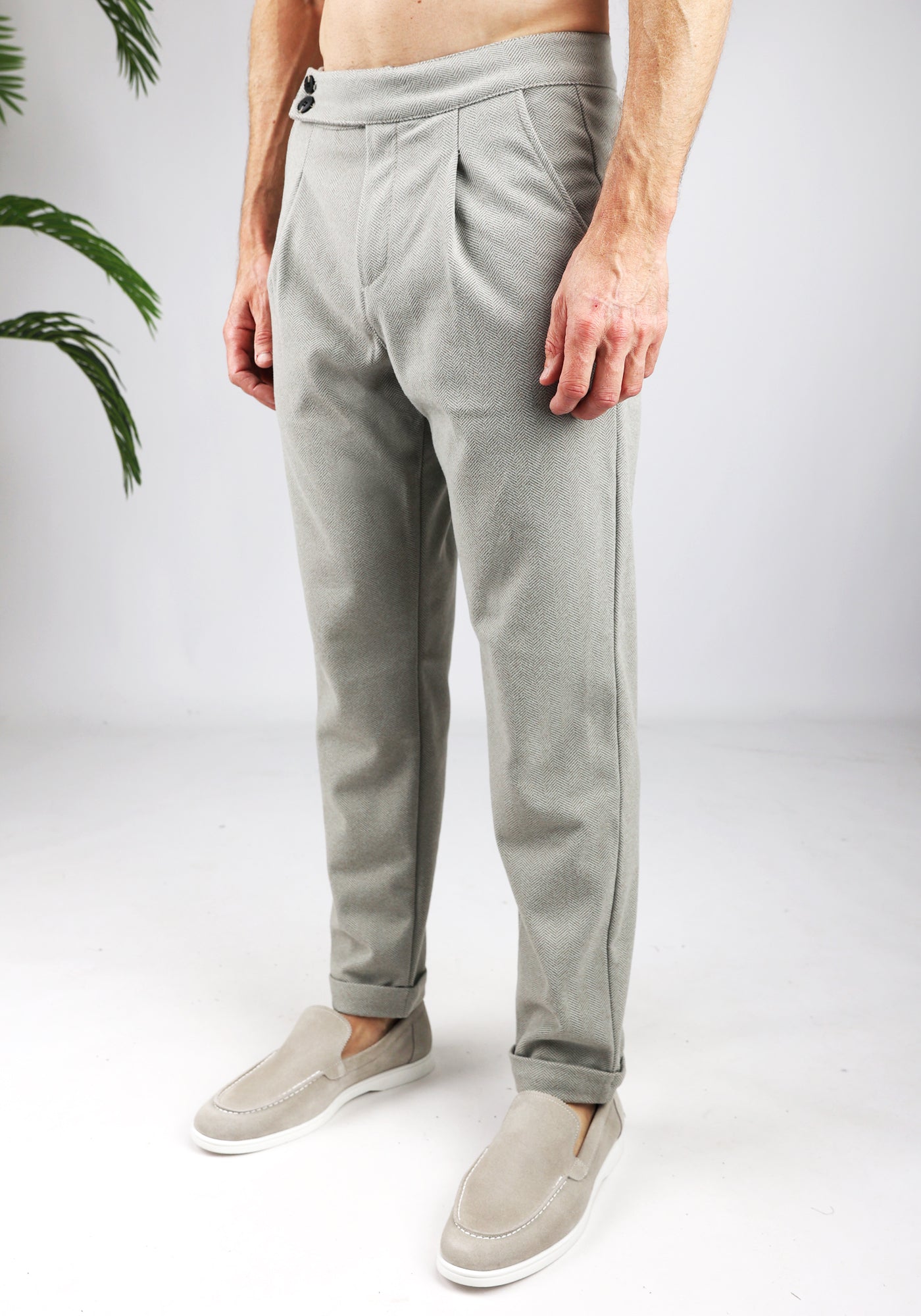 Cotton District DOUBLE PLEATED CHINO TAUPE