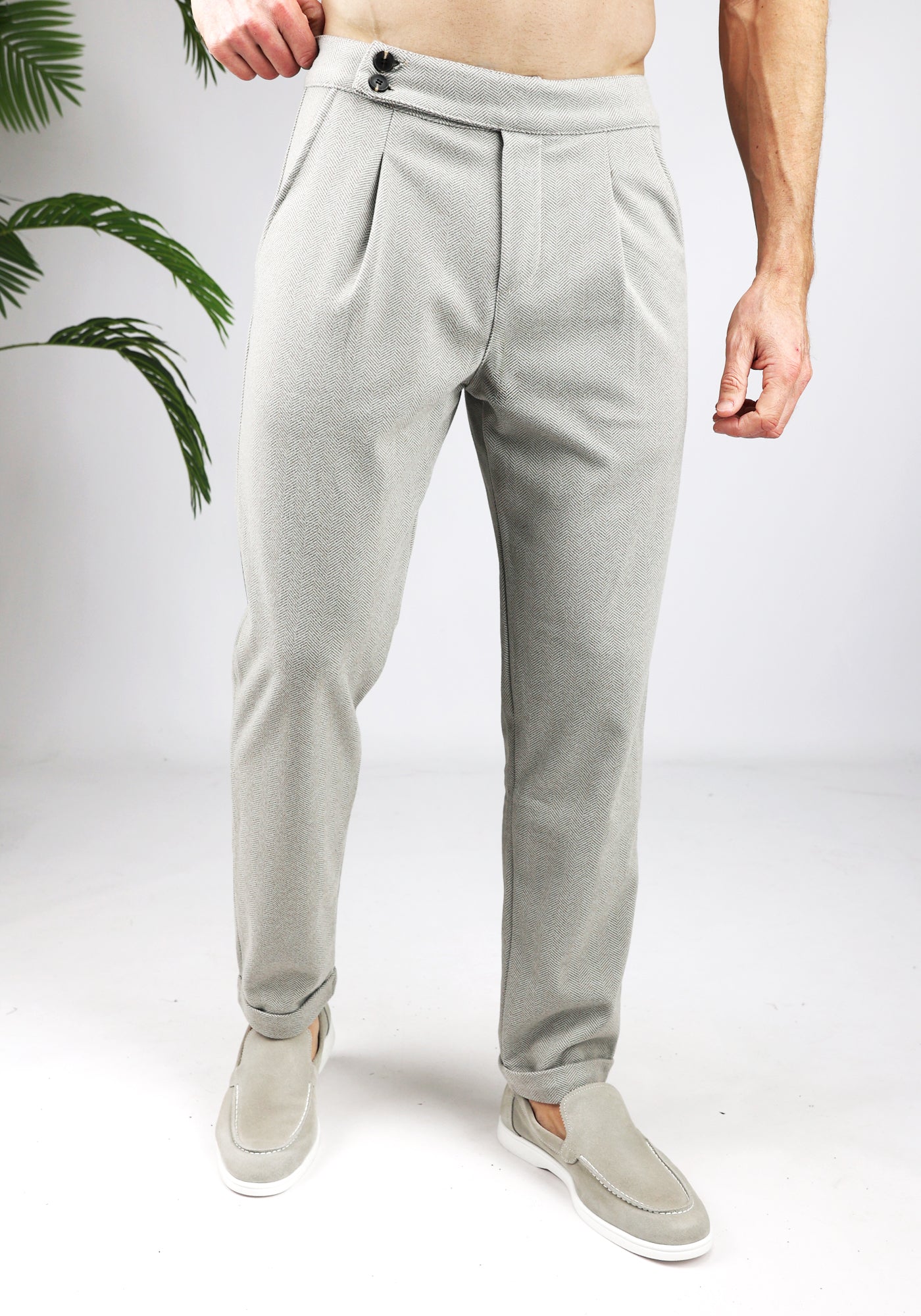 Cotton District DOUBLE PLEATED CHINO TAUPE