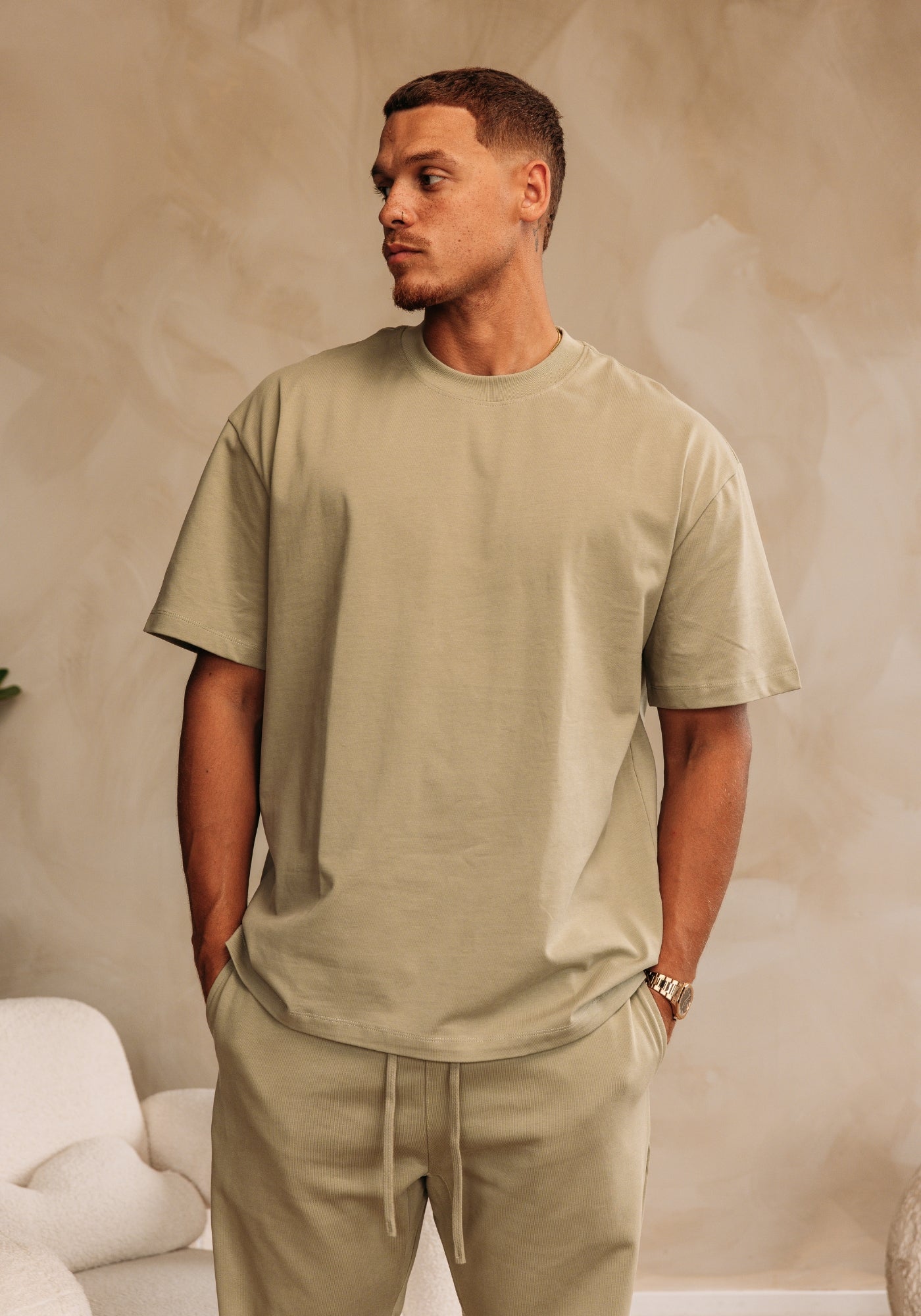 Cotton District ESSENTIAL HEAVY COTTON T-SHIRT T-Shirts KHAKI GREEN
