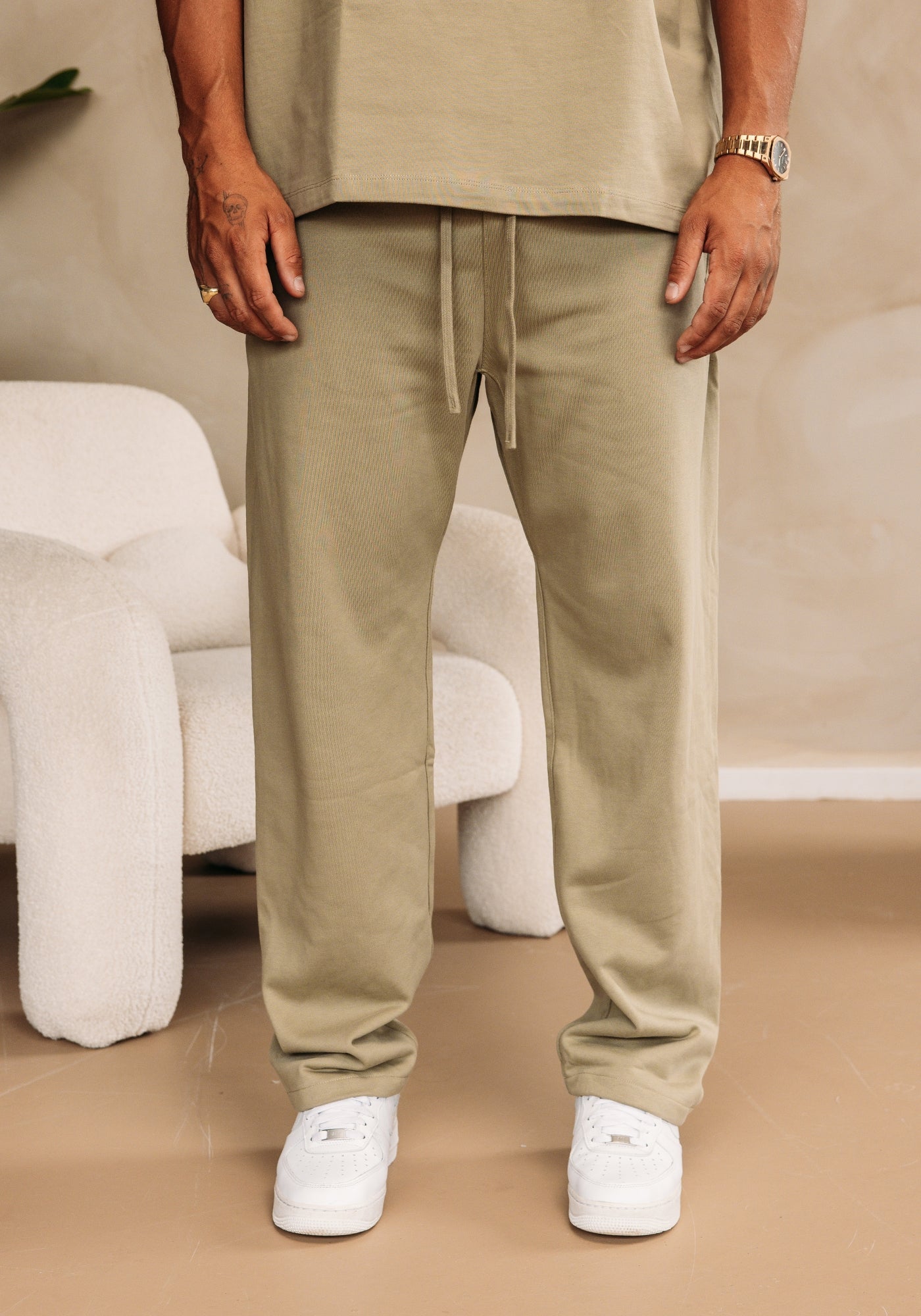 Cotton District ESSENTIAL JOGGERS Sets KHAKI GREEN