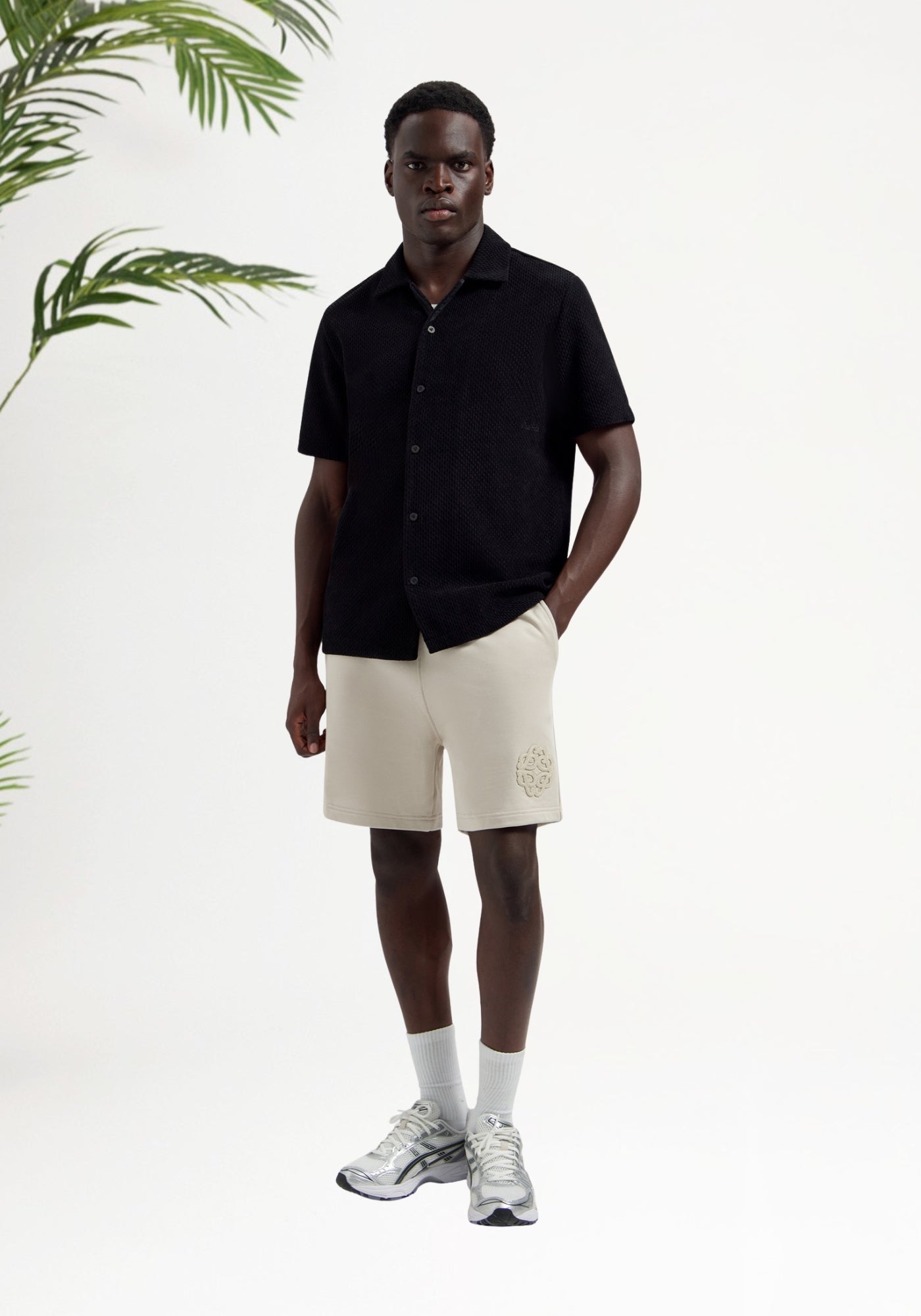 Cotton District Emblem Badge Sweat Shorts Shorts SAND