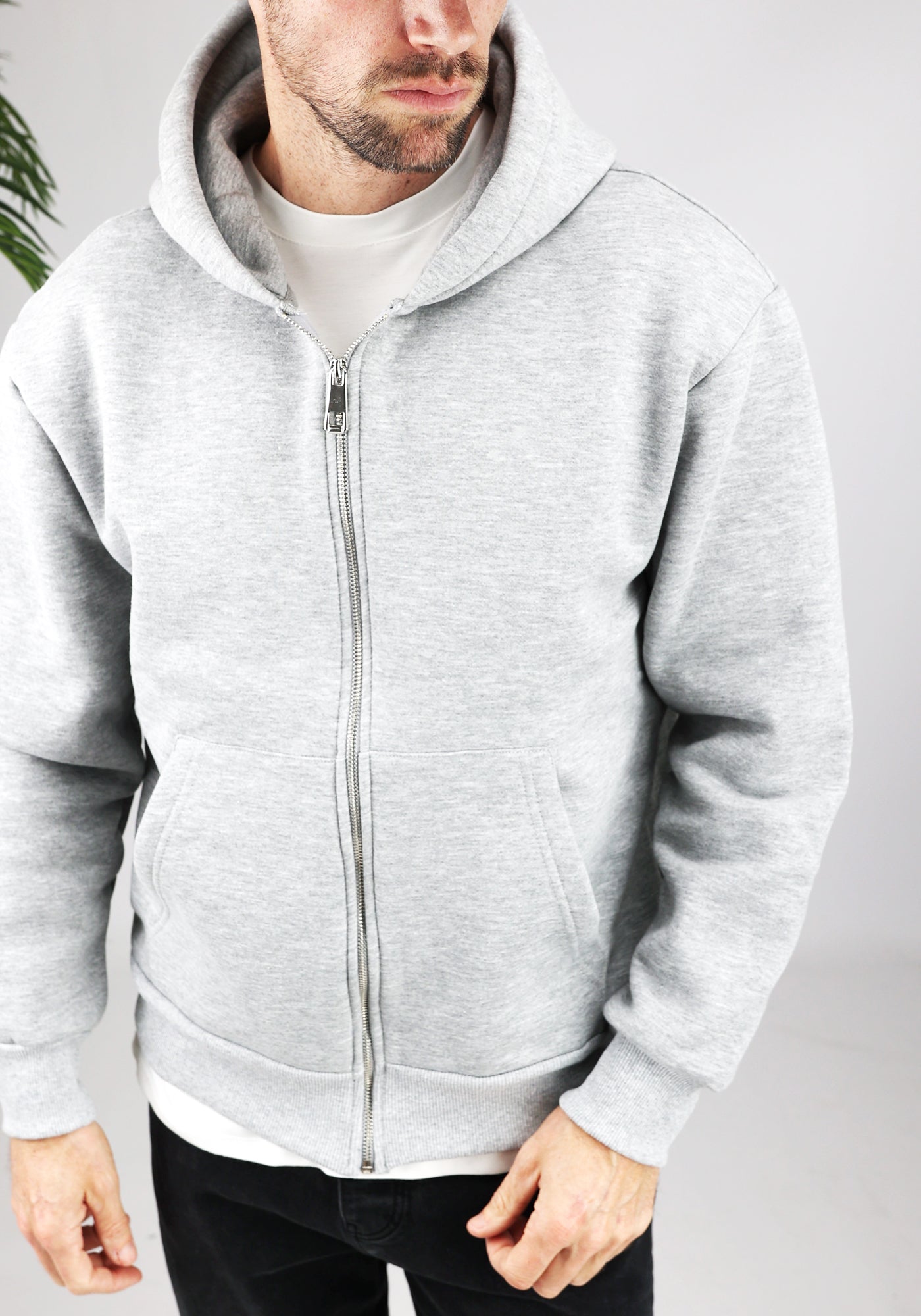 Cotton District FULL ZIP HOODIE GREY
