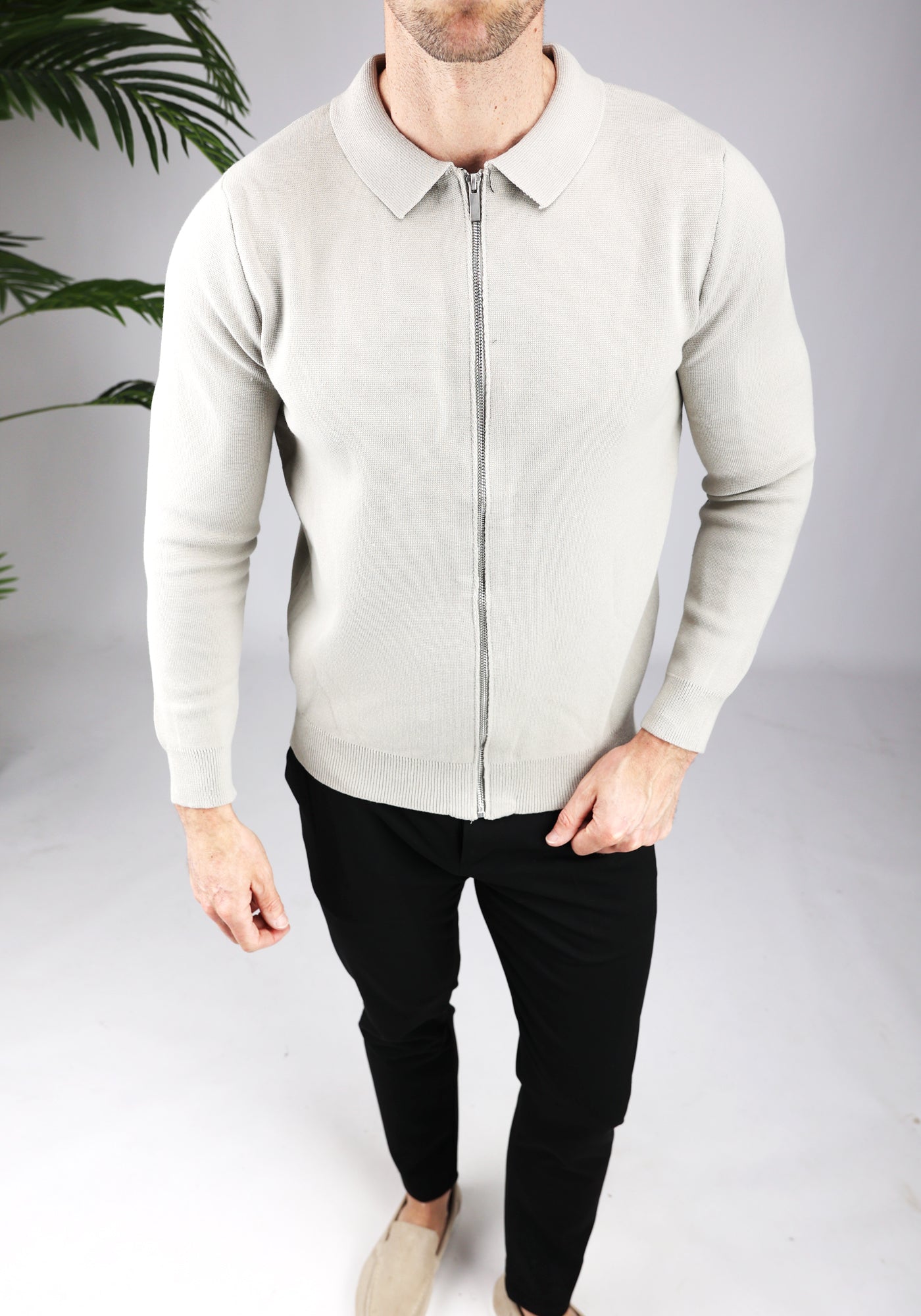 Cotton District FULL ZIP SWEATER GREY