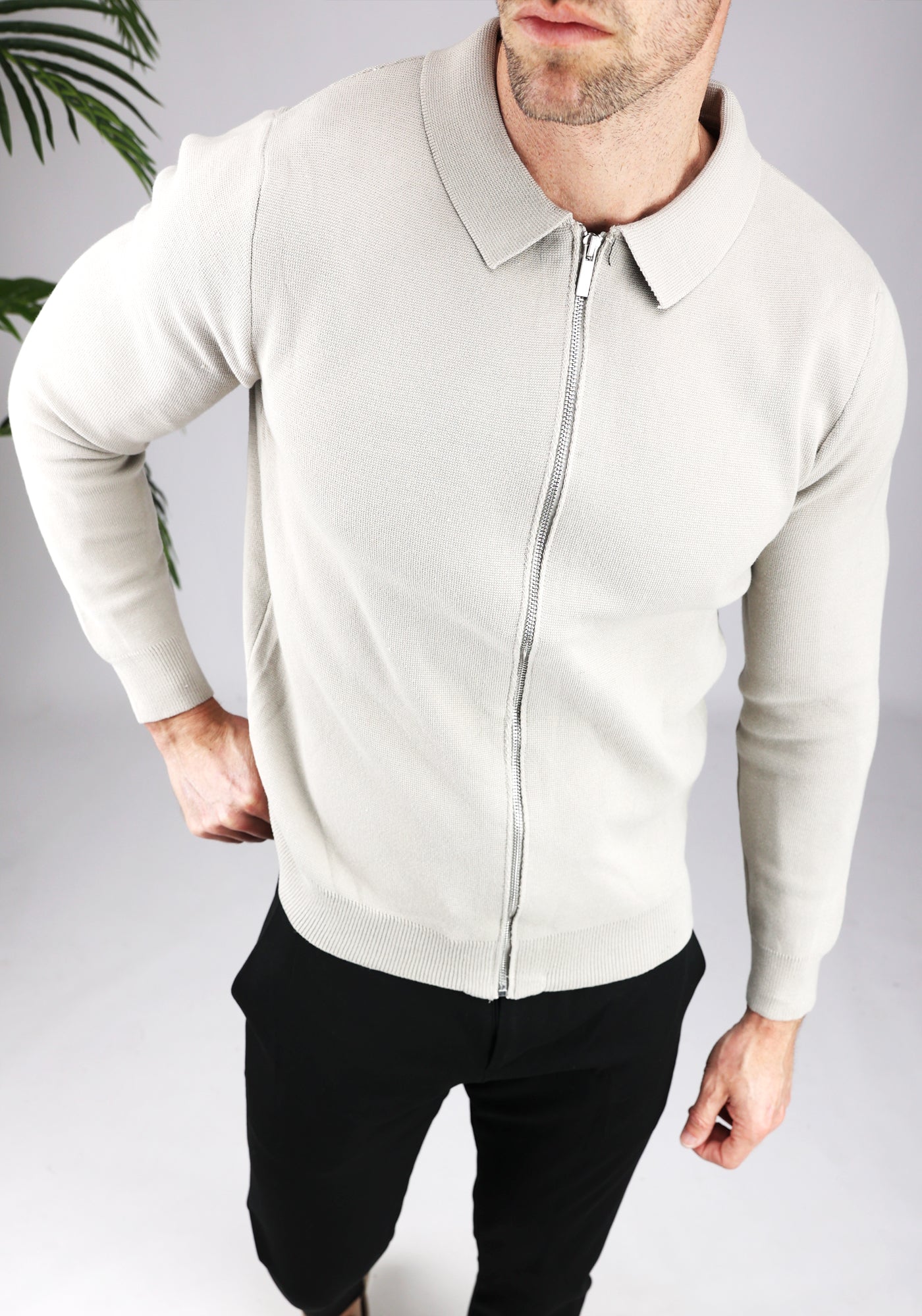 Cotton District FULL ZIP SWEATER GREY