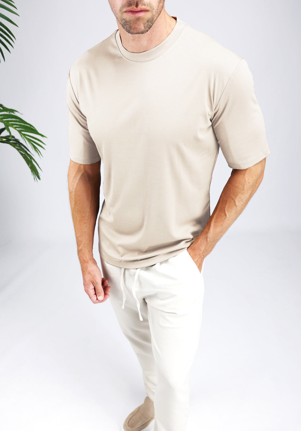 Cotton District GLOSS T-SHIRT T-Shirts BEIGE