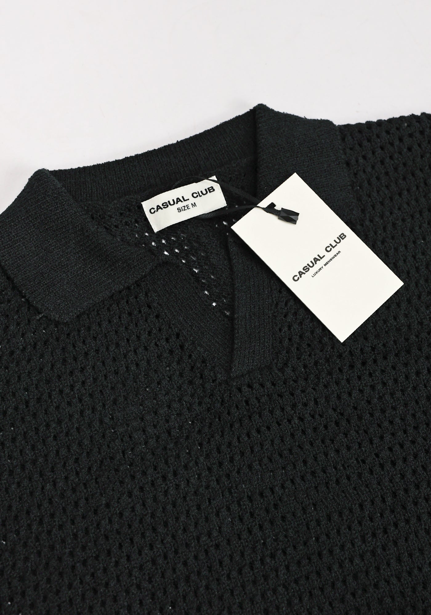 Cotton District HEAVY KNIT POLO T-Shirts BLACK