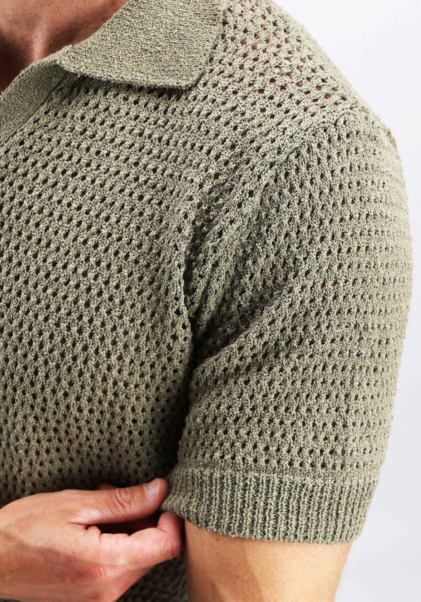 Cotton District HEAVY KNIT POLO T-Shirts OLIVE