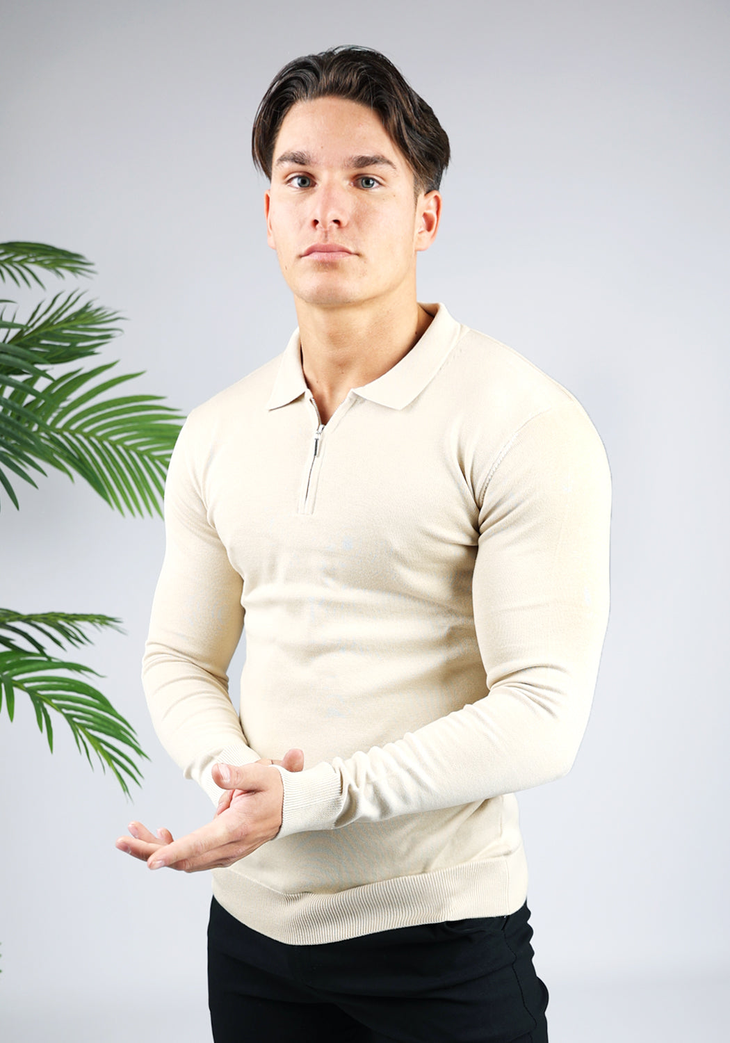 Cotton District LONGSLEEVE POLO BEIGE