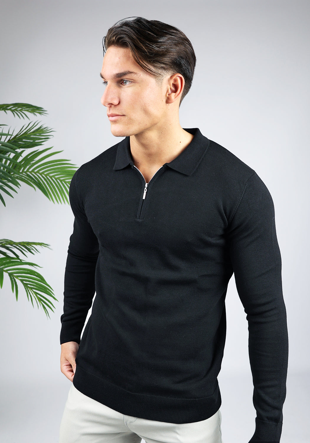 Cotton District LONGSLEEVE POLO BLACK