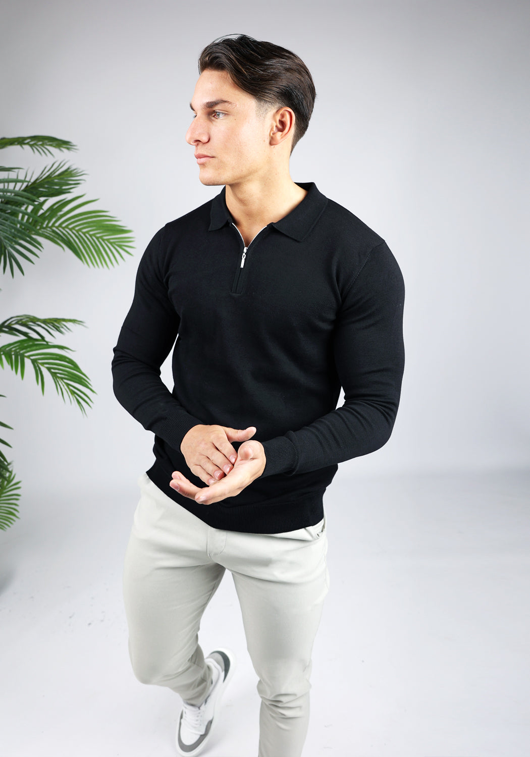 Cotton District LONGSLEEVE POLO BLACK