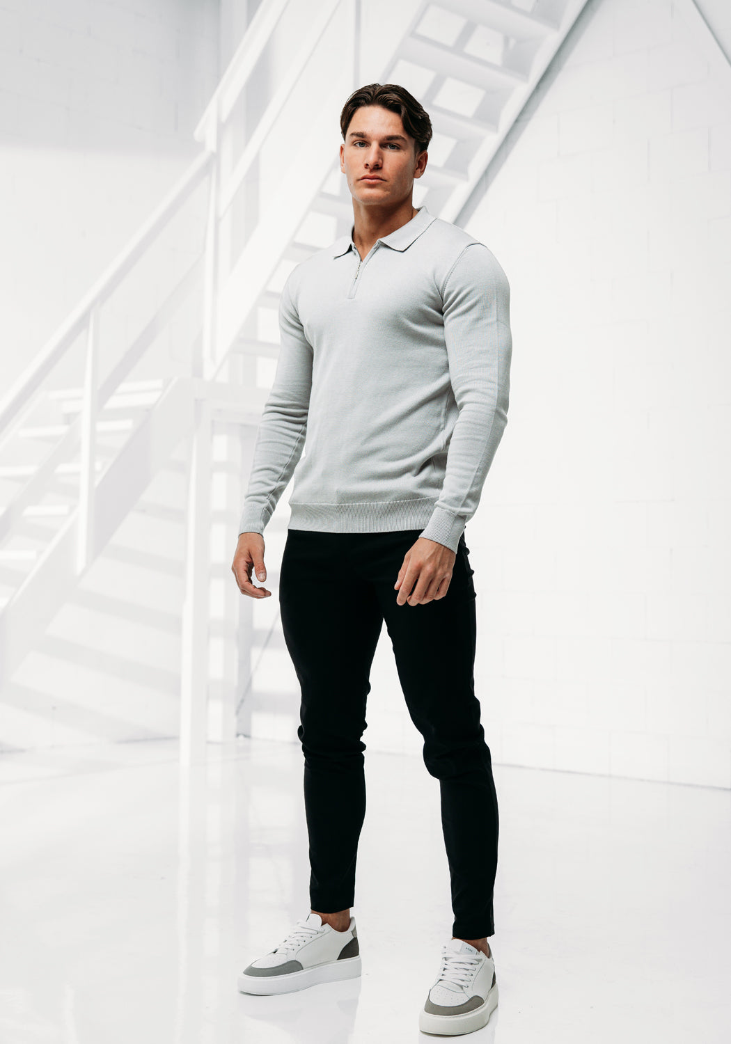 Cotton District LONGSLEEVE POLO GREY