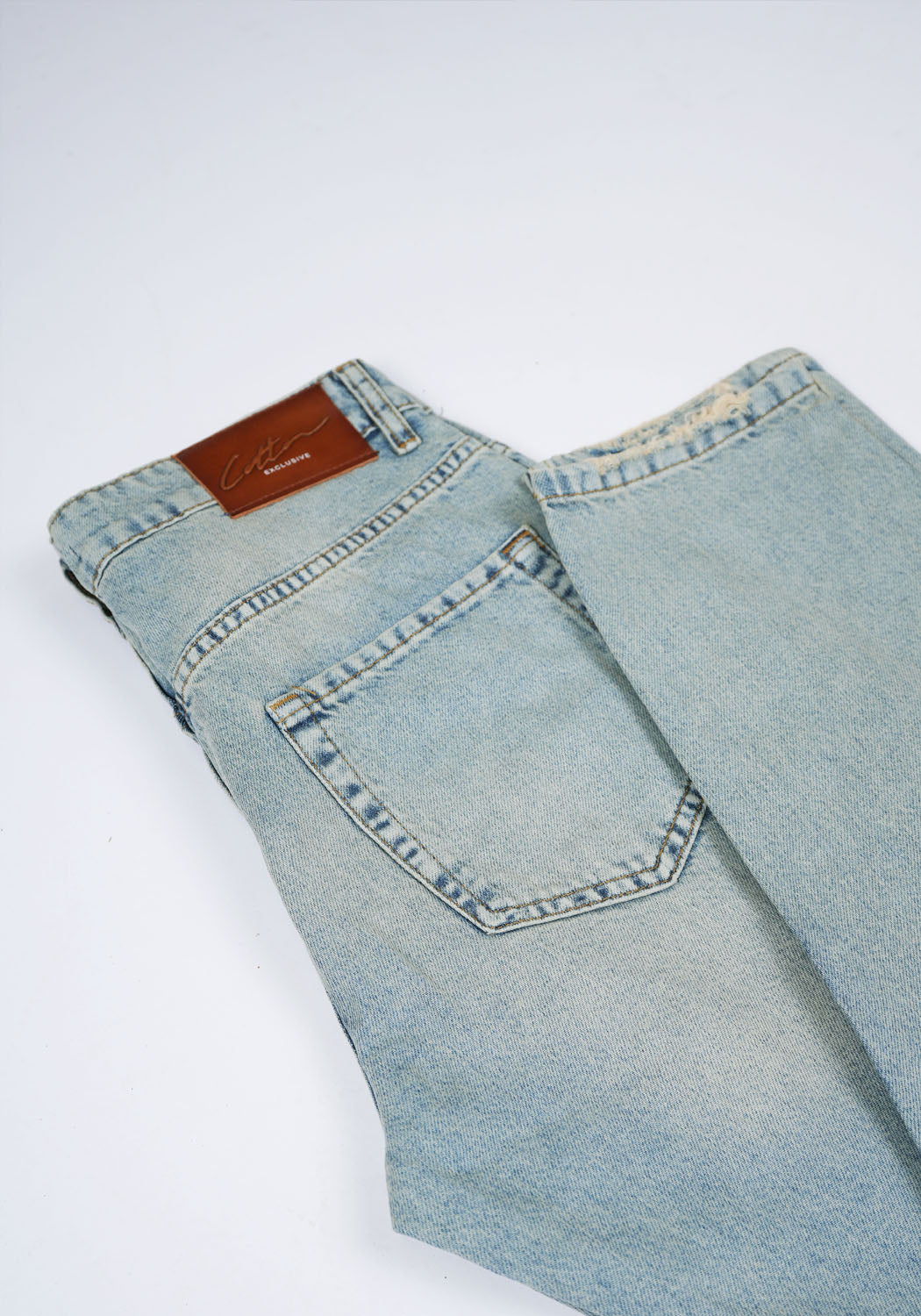 Cotton District LONG LOOSE FIT JEANS FROST BLUE