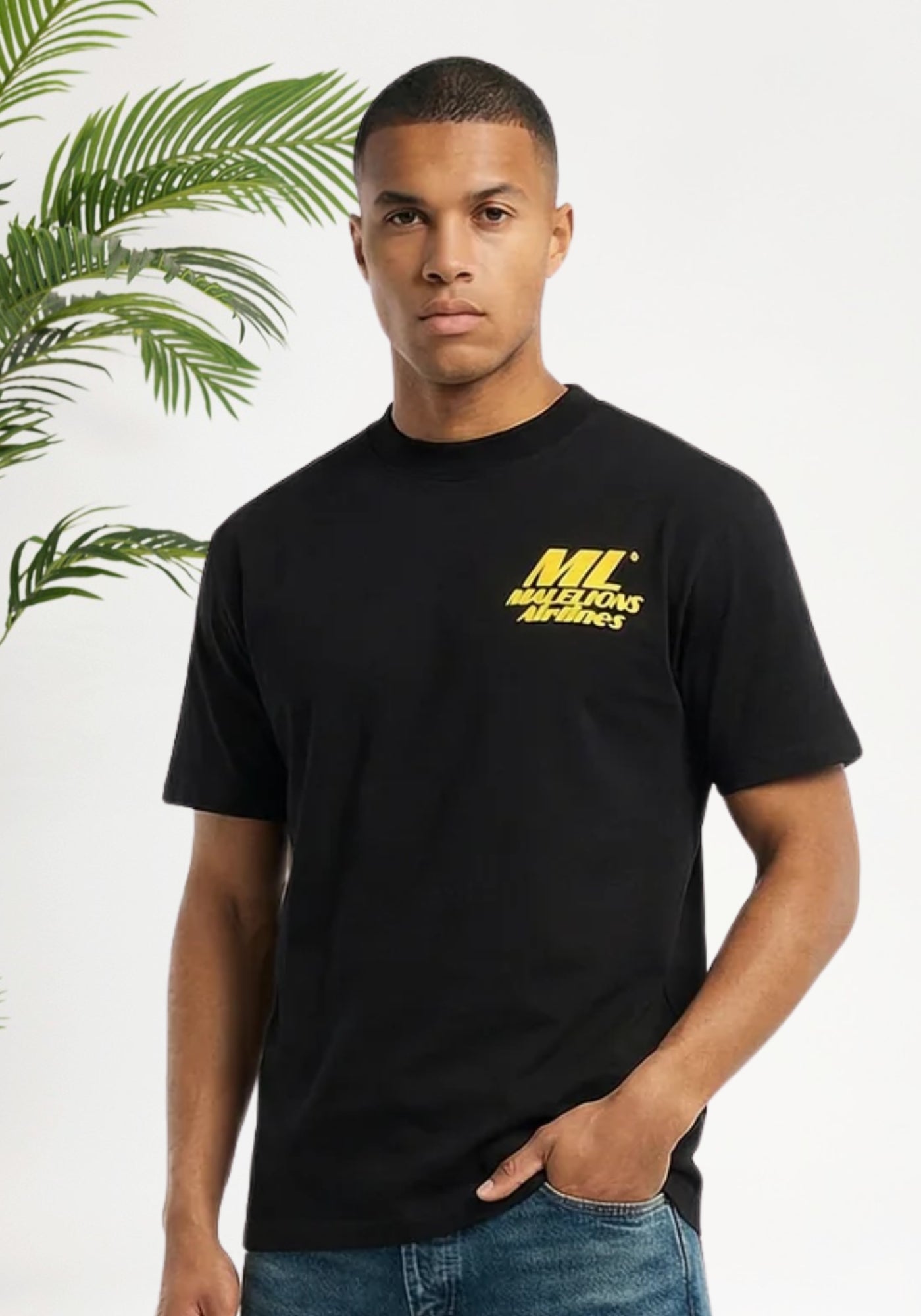 Cotton District MALELIONS COASTLINE T-SHIRT T-Shirts BLACK