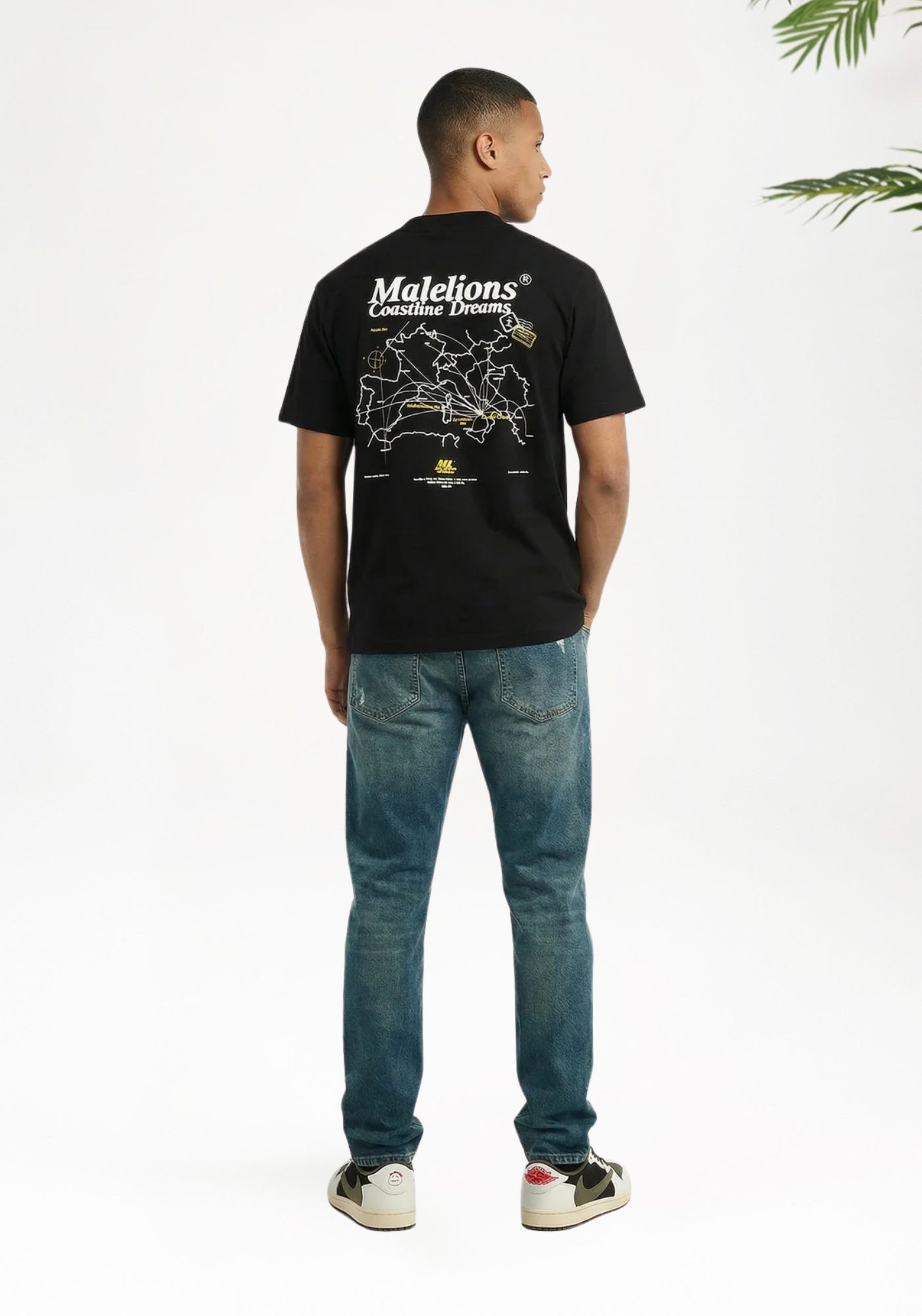 Cotton District MALELIONS COASTLINE T-SHIRT T-Shirts BLACK