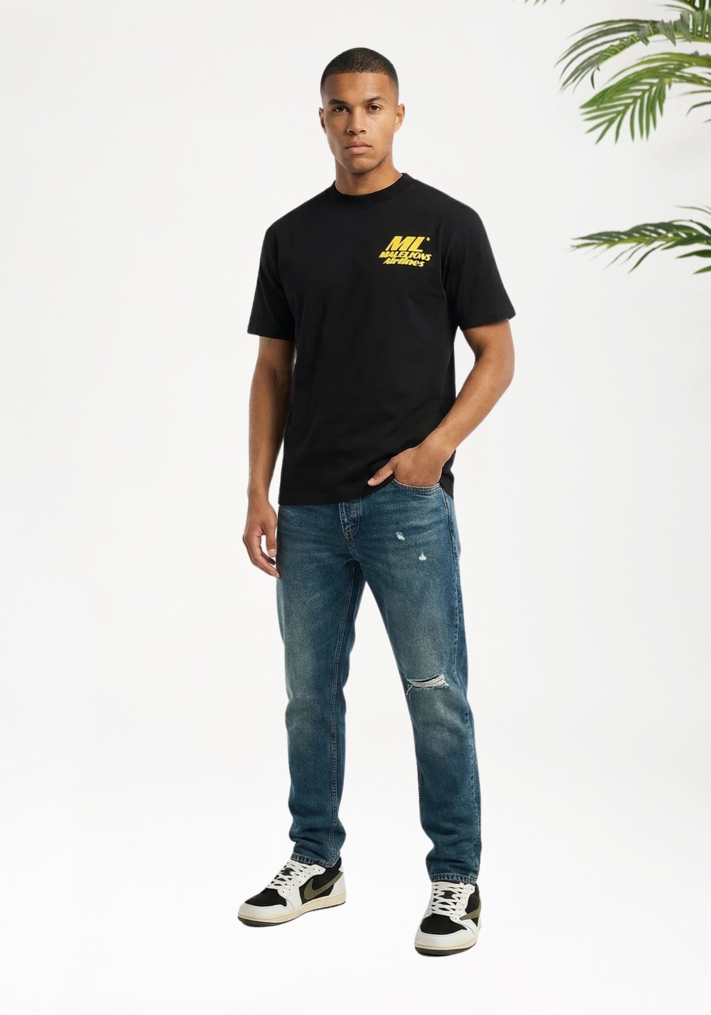 Cotton District MALELIONS COASTLINE T-SHIRT T-Shirts BLACK