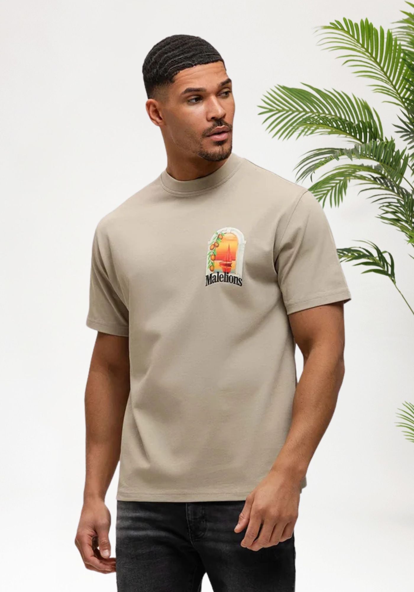 Cotton District MALELIONS MEN YACHT WINDOW T-SHIRT T-Shirts TAUPE