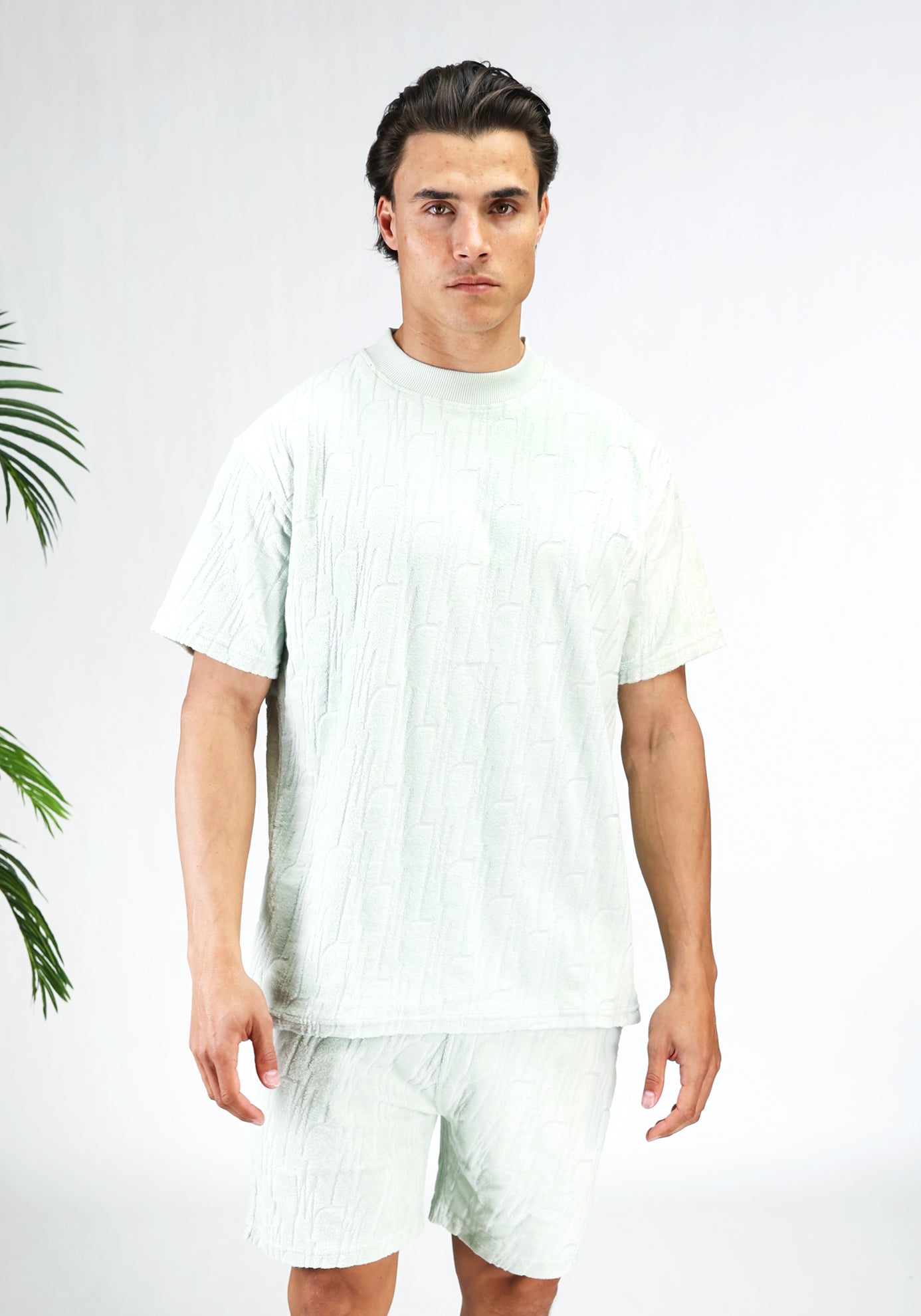 Cotton District MALELIONS MONOGRAM TOWELING SET PALE AQUA