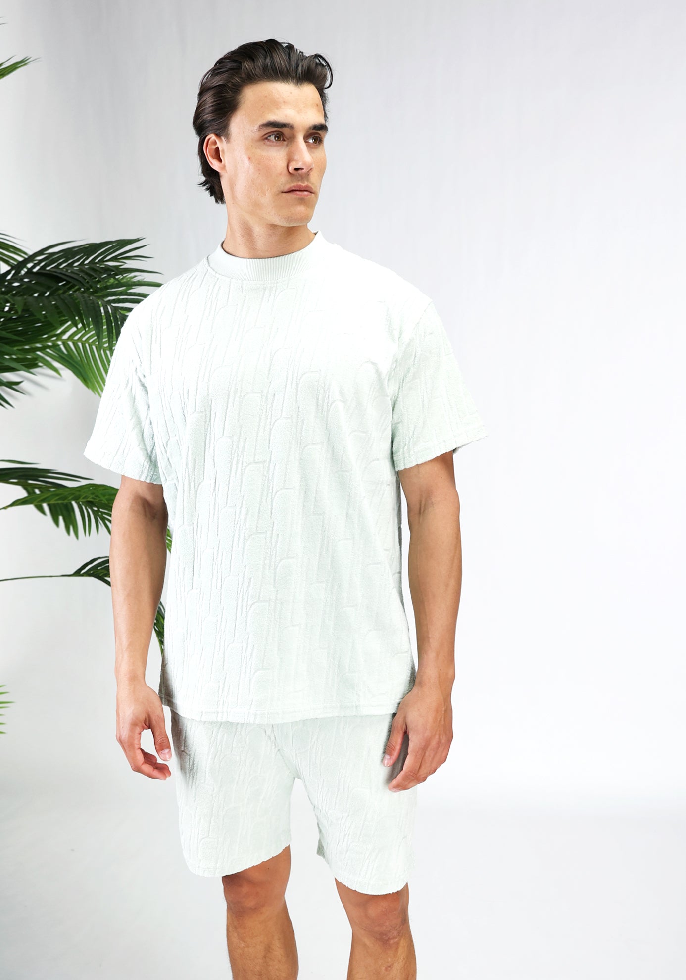 Cotton District MALELIONS MONOGRAM TOWELING SET PALE AQUA